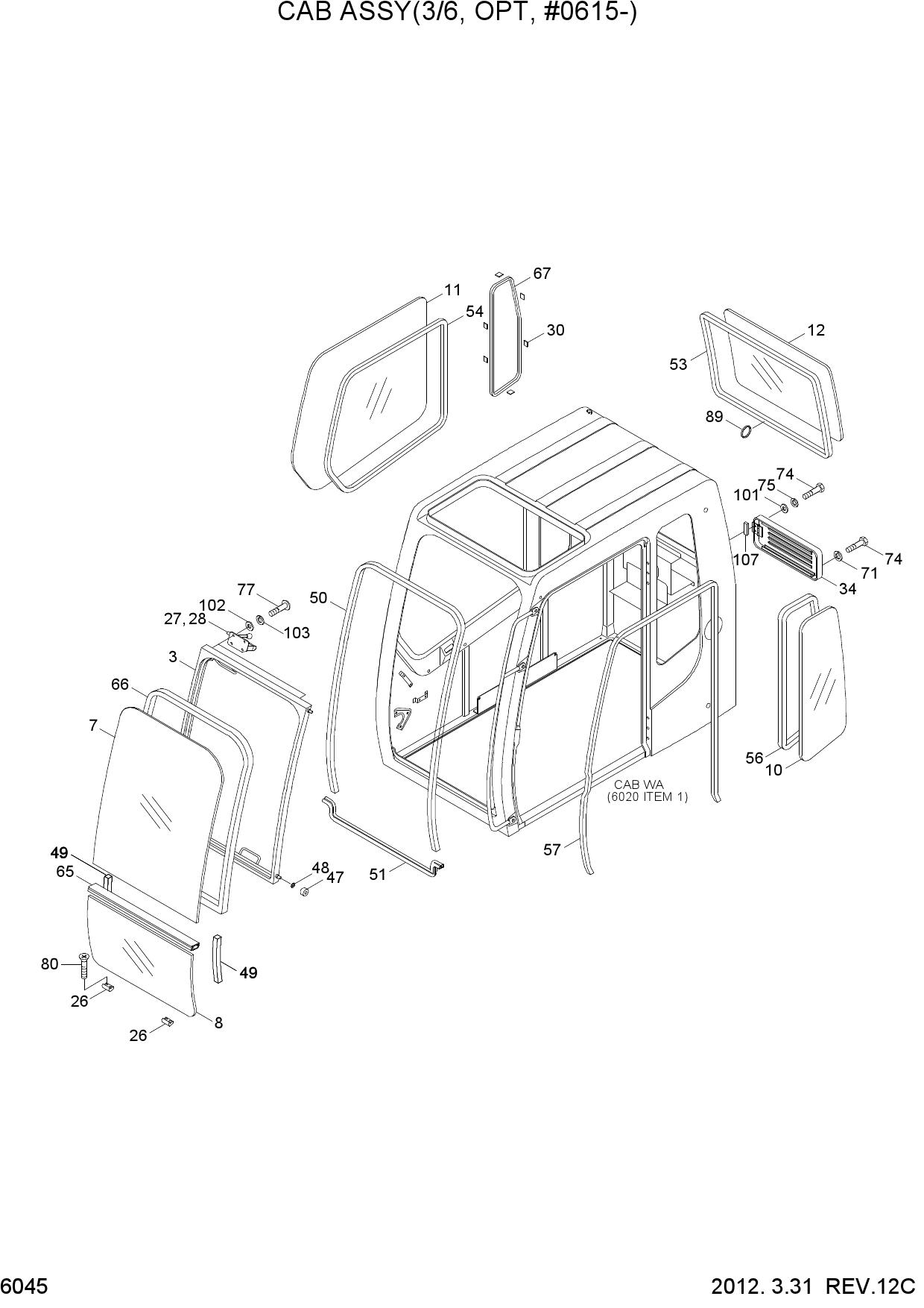 CAB ASSY(3/6, OPT, #0615-)