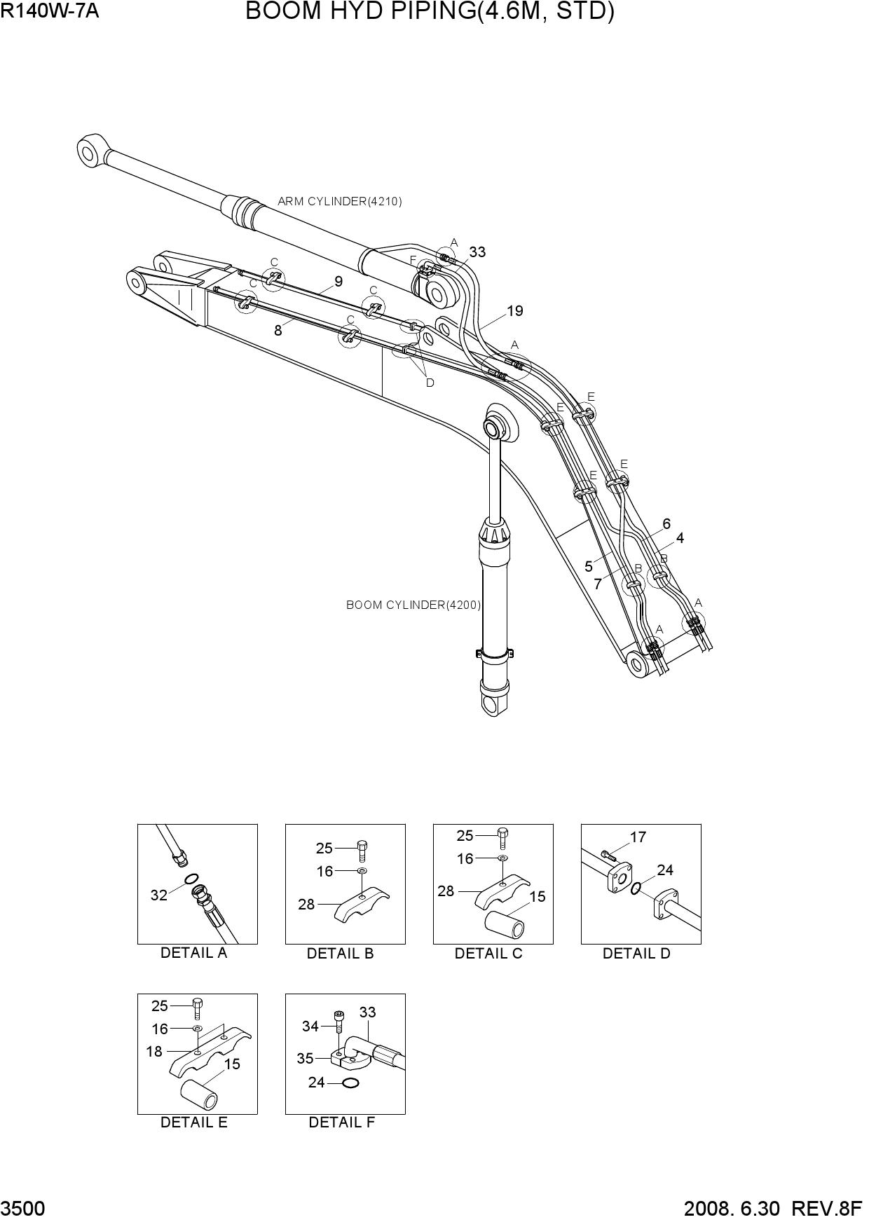 BOOM HYD PIPING(4.6M, STD)