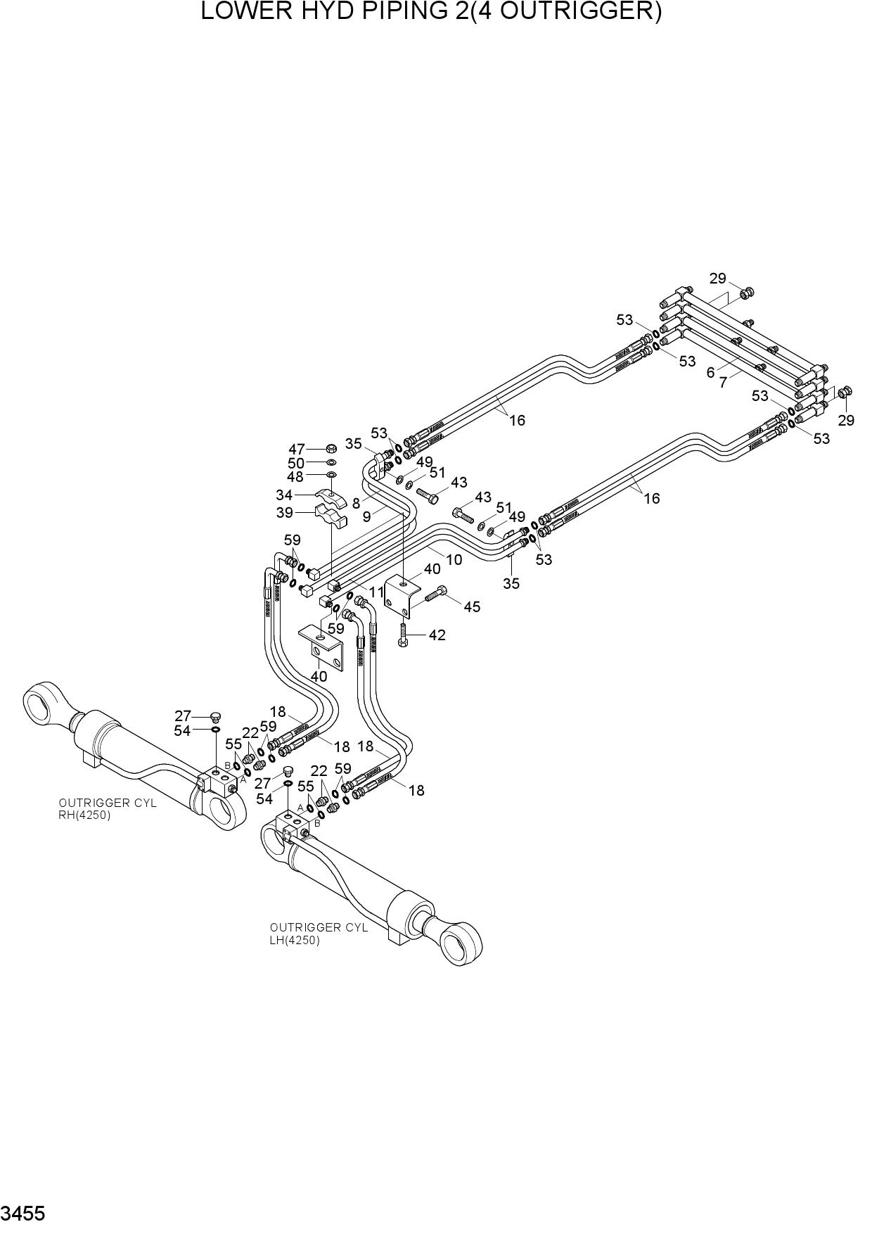 LOWER HYD PIPING 2(4 OUTRIGGER)