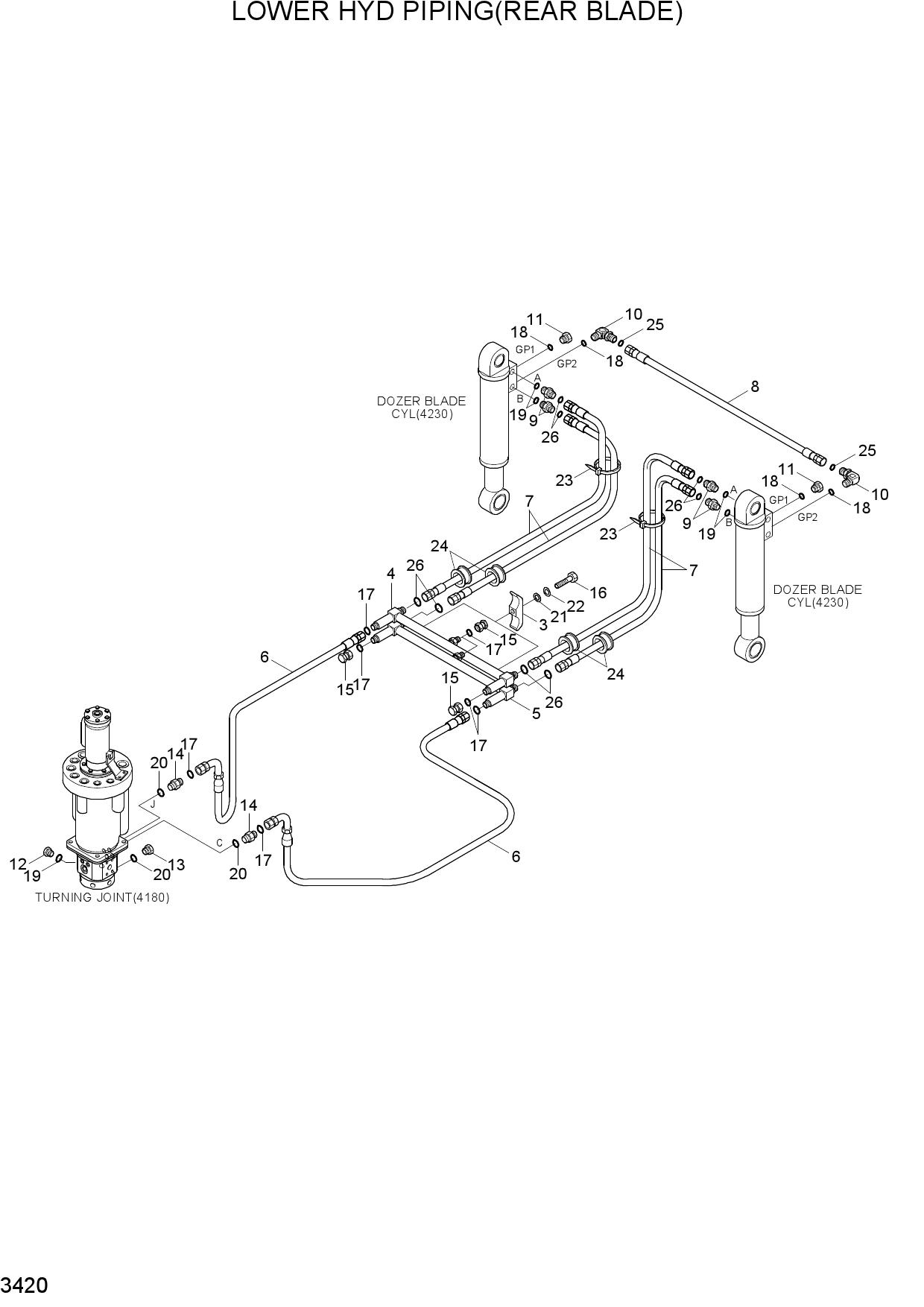LOWER HYD PIPING(REAR BLADE)