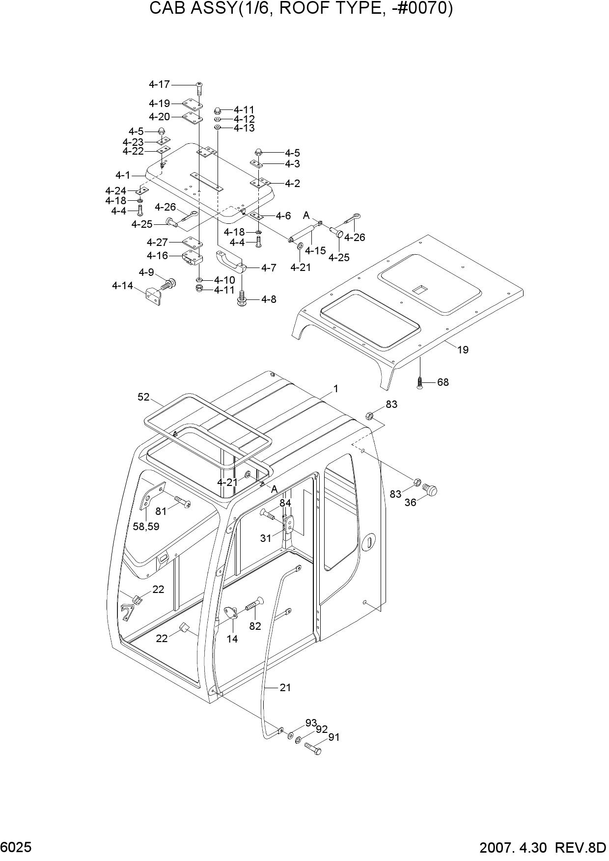 CAB ASSY(1/6, ROOF TYPE, -#0070)