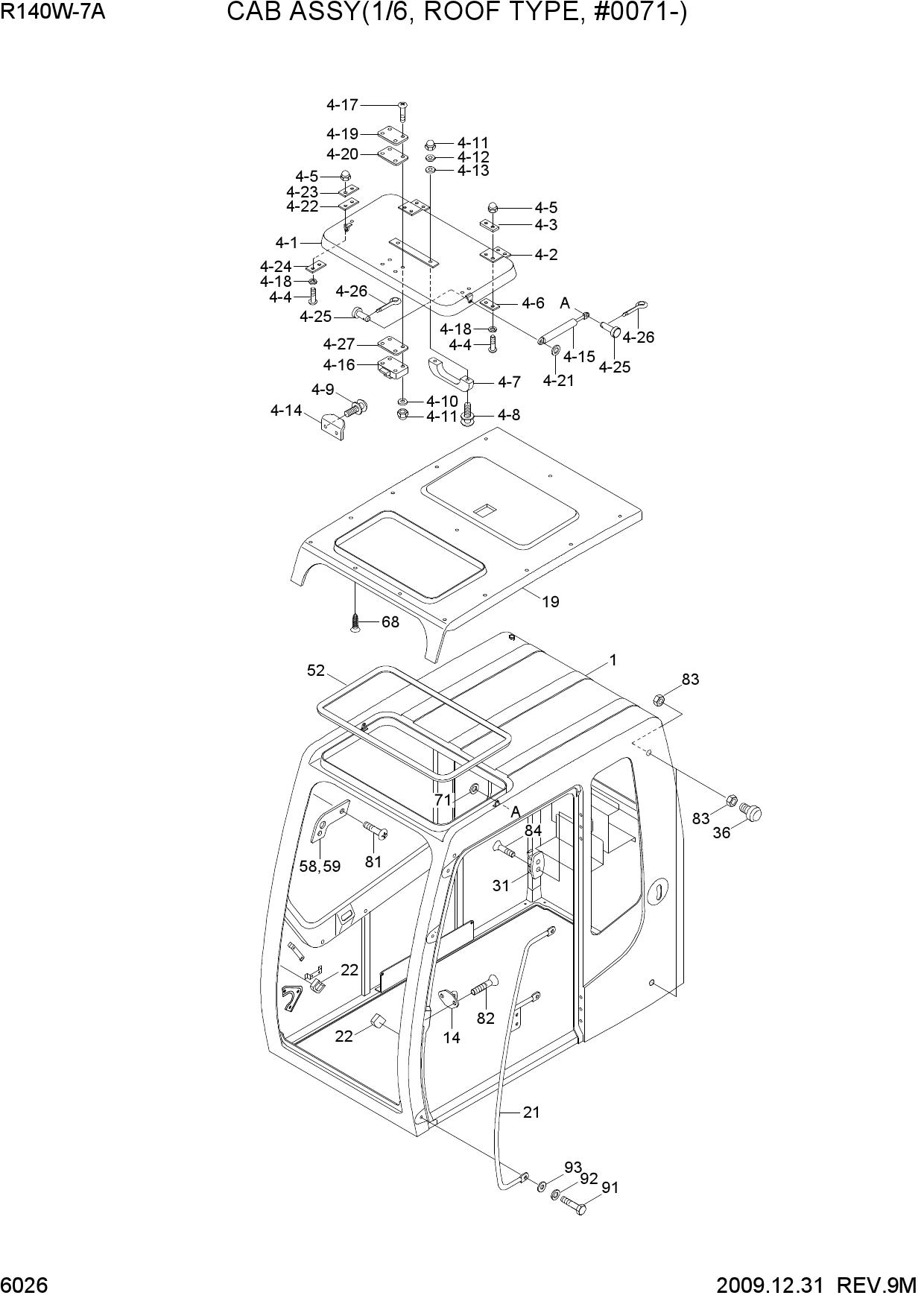 CAB ASSY(1/6, ROOF TYPE, #0071-)