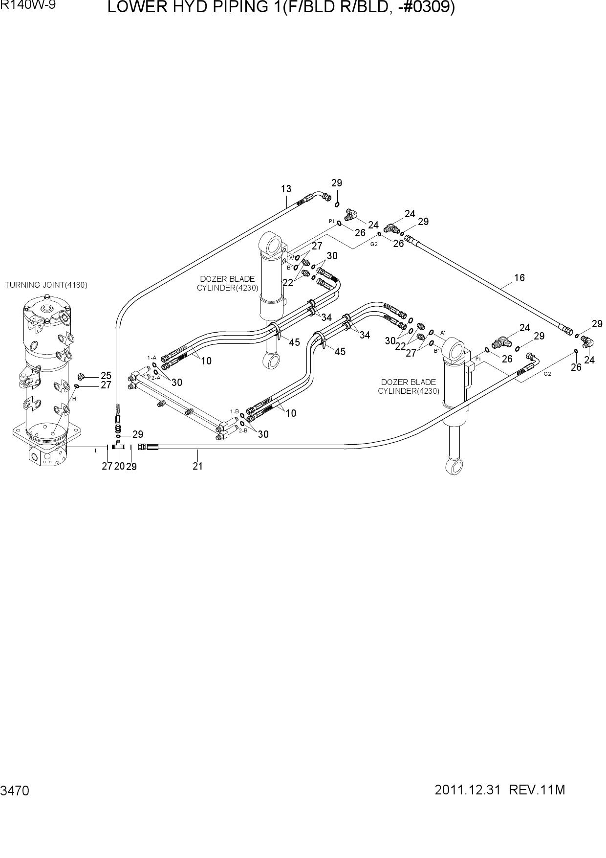 LOWER HYD PIPING 1(F/BLD R/BLD, -#0309)