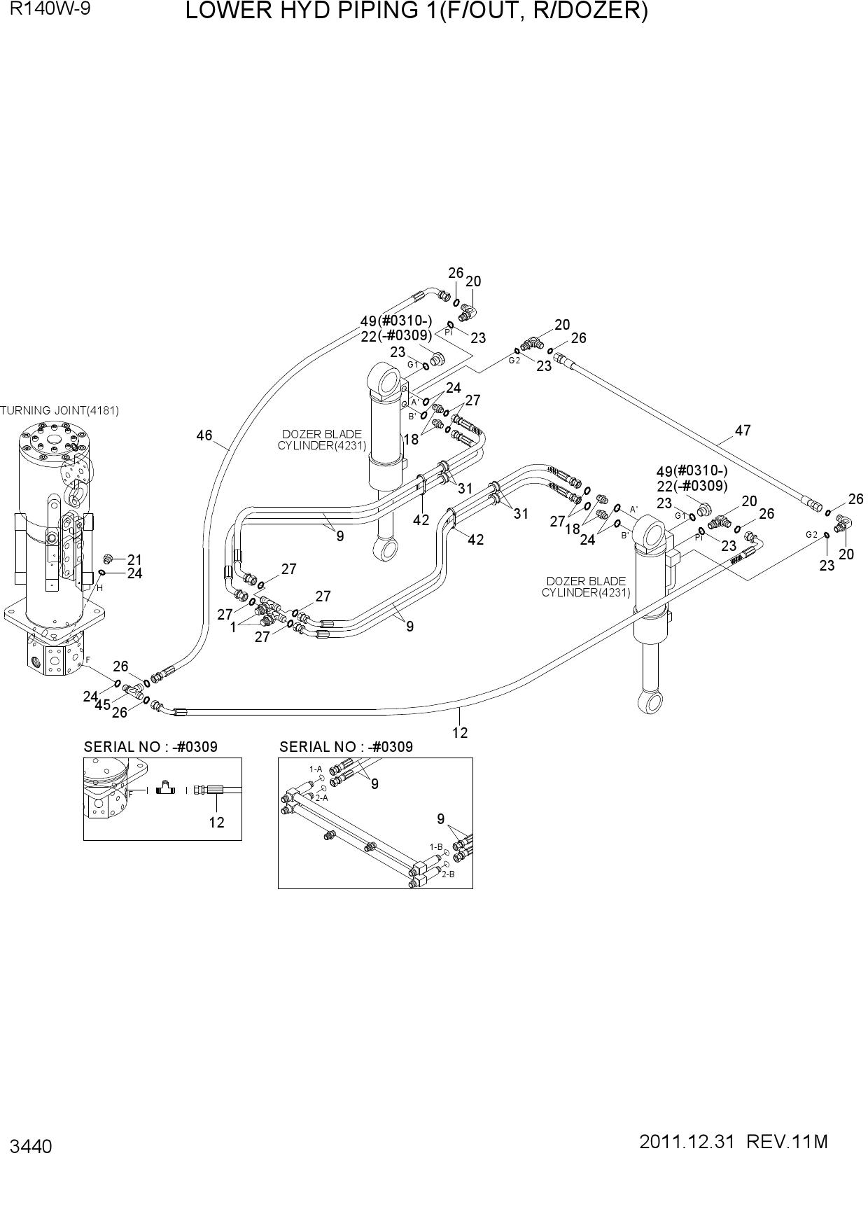 LOWER HYD PIPING 1(F/OUT, R/DOZER)