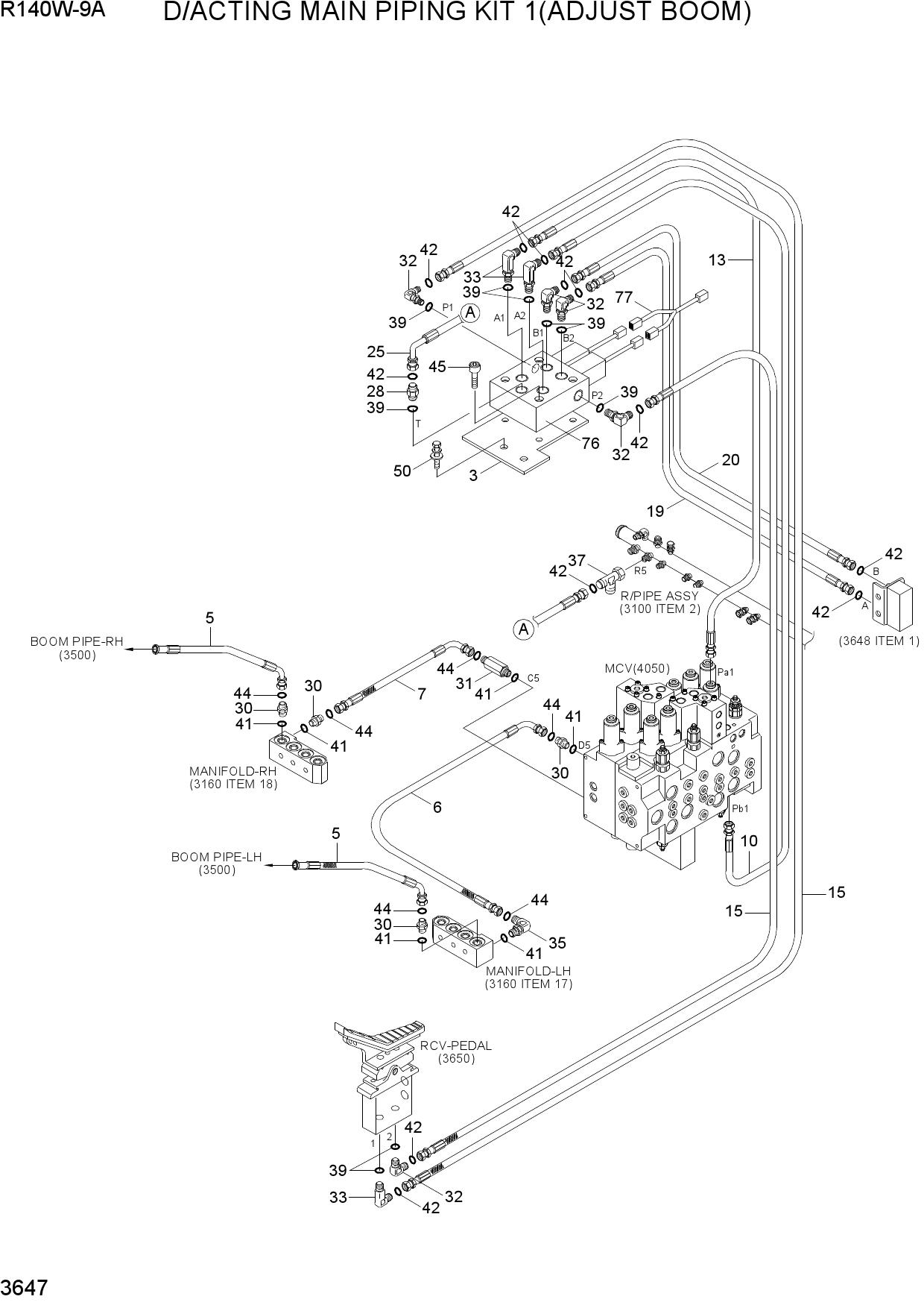 D/ACTING MAIN PIPING KIT 1(ADJUST BOOM)