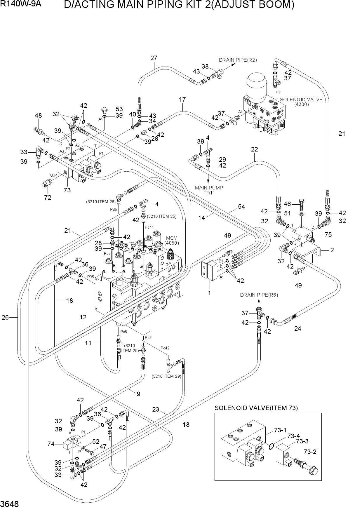 D/ACTING MAIN PIPING KIT 2(ADJUST BOOM)