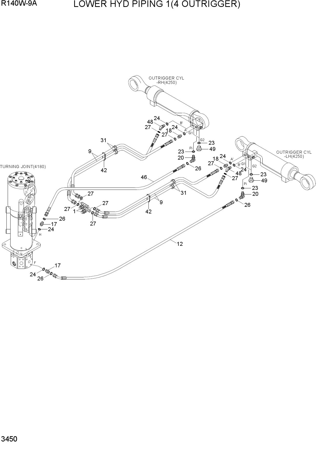 LOWER HYD PIPING 1(4 OUTRIGGER)