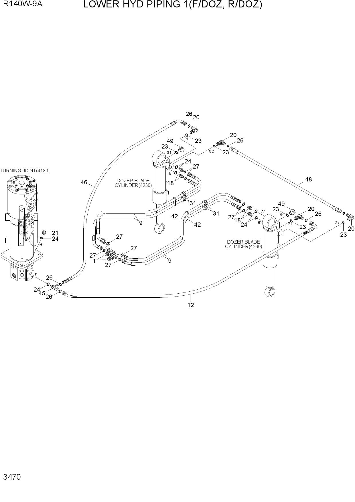 LOWER HYD PIPING 1(F/DOZ, R/DOZ)