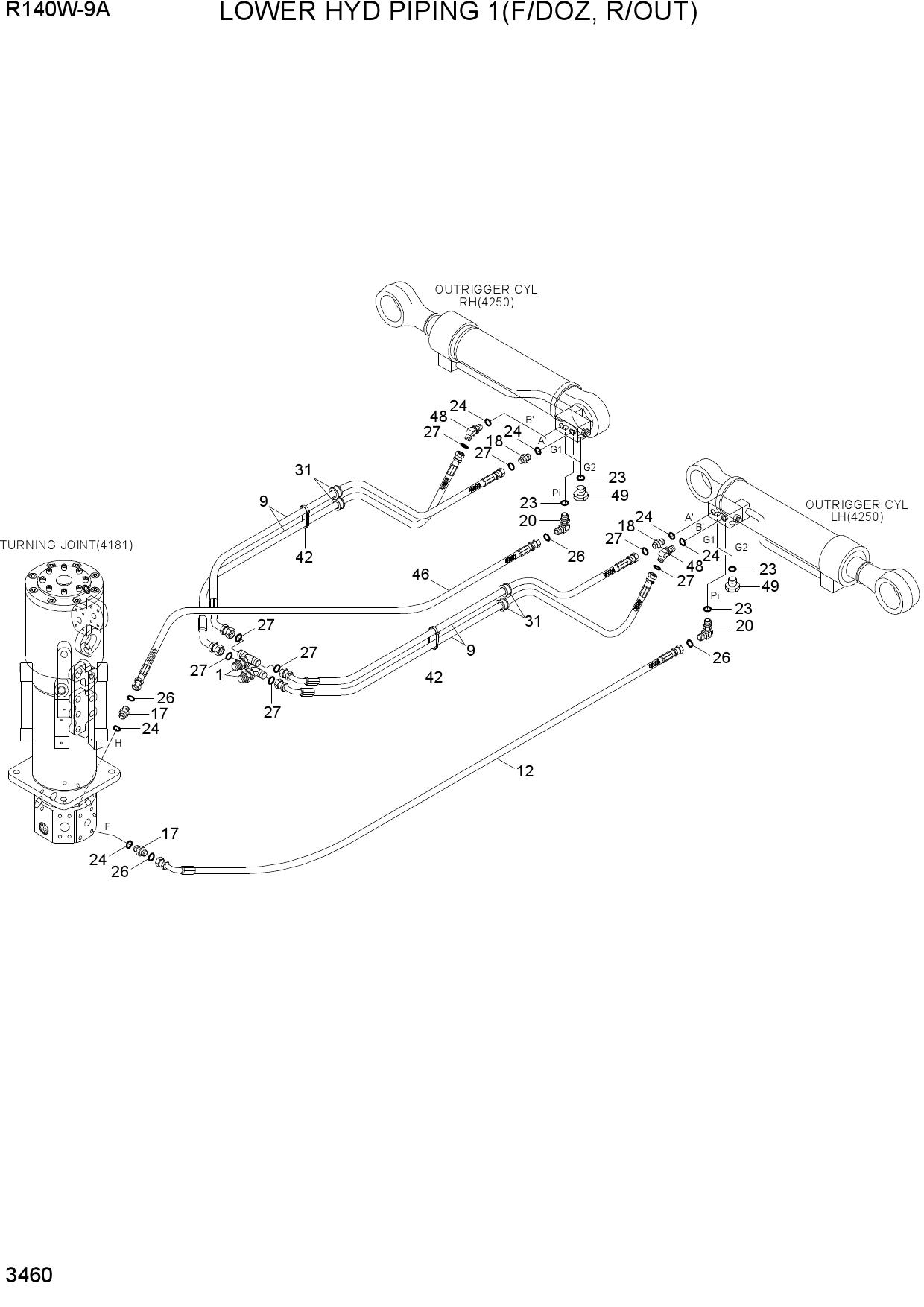 LOWER HYD PIPING 1(F/DOZ, R/OUT)