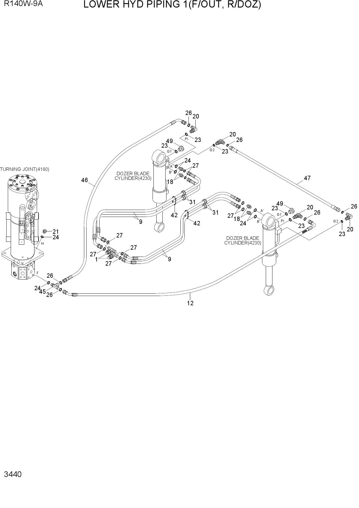 LOWER HYD PIPING 1(F/OUT, R/DOZ)