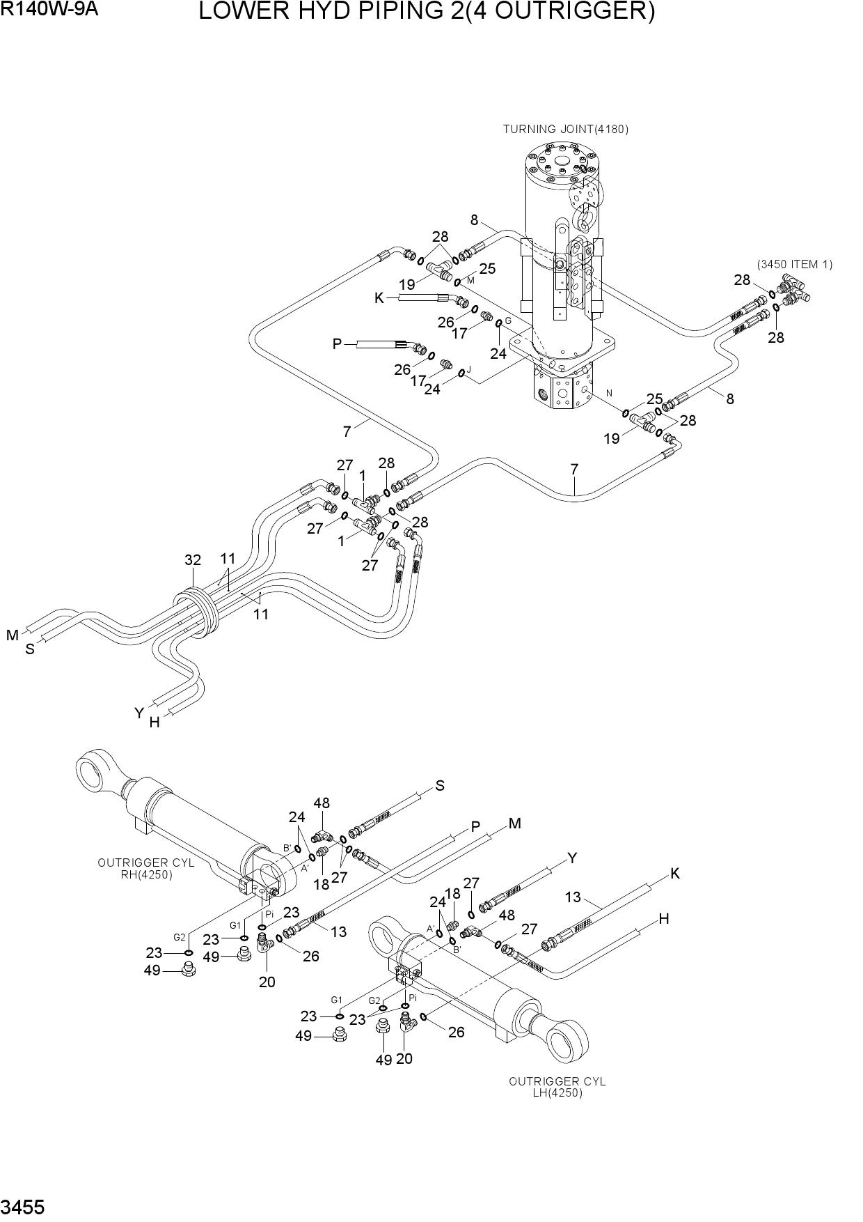 LOWER HYD PIPING 2(4 OUTRIGGER)