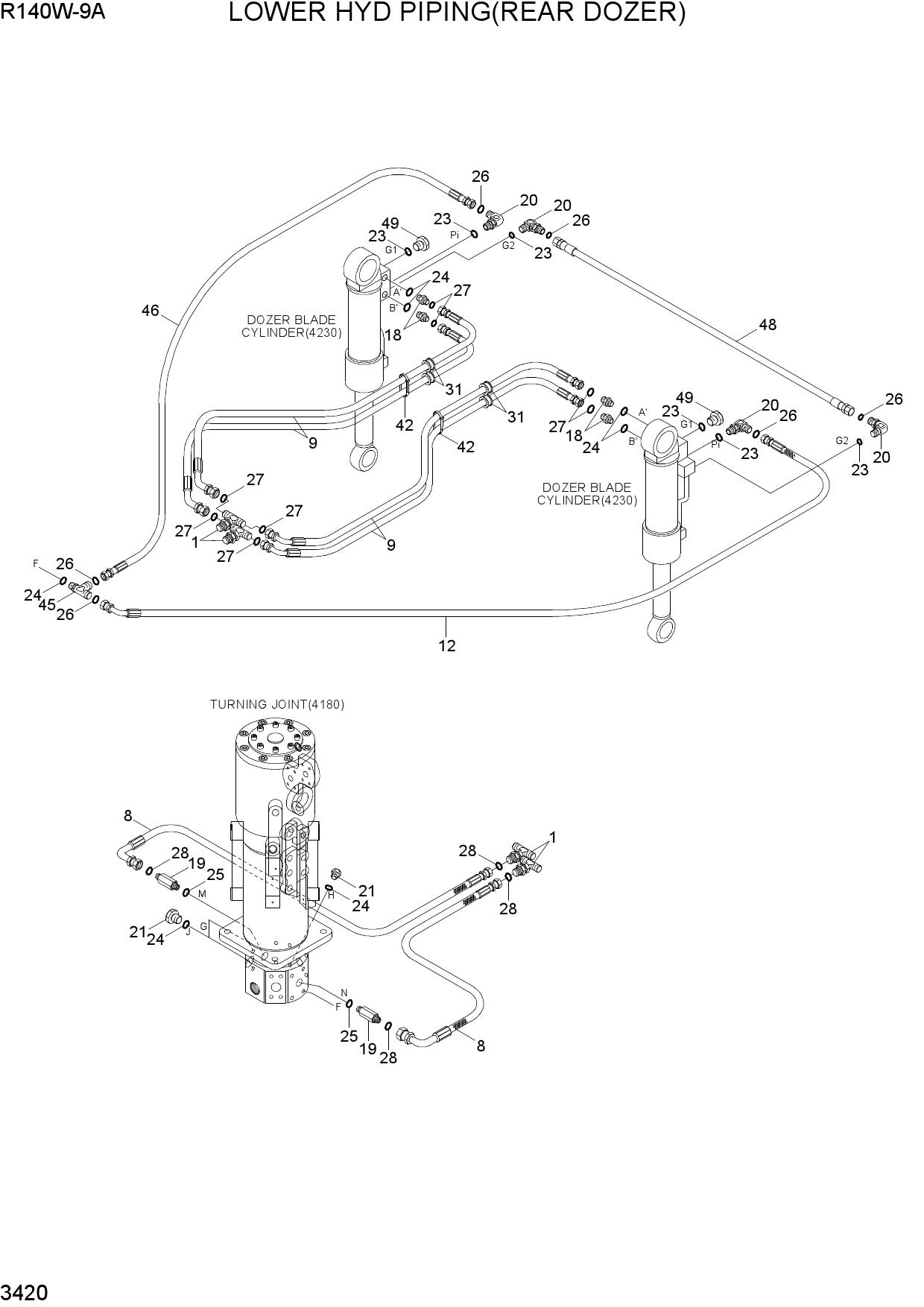 LOWER HYD PIPING(REAR DOZER)