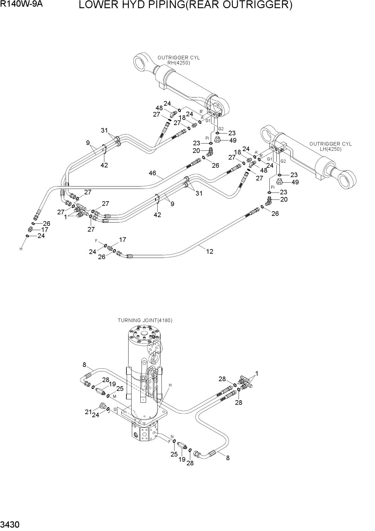 LOWER HYD PIPING(REAR OUTRIGGER)