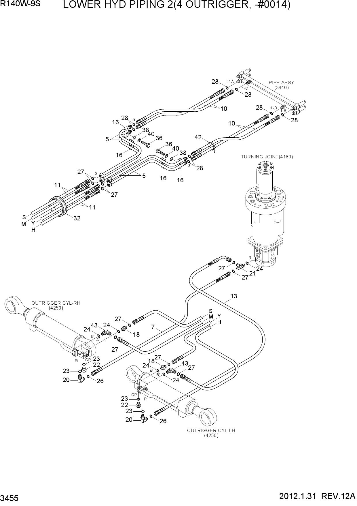 LOWER HYD PIPING 2(4 OUTRIGGER, -#0014)