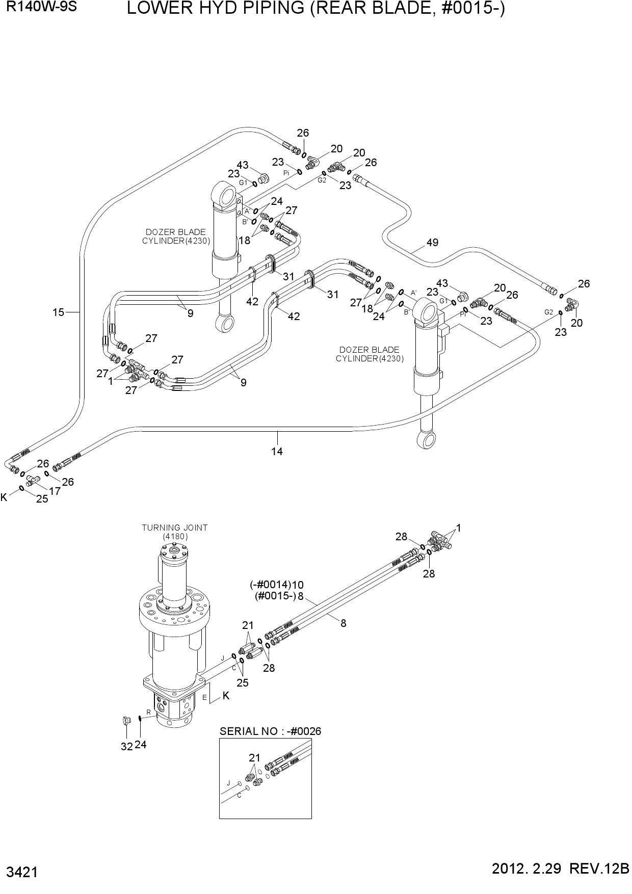LOWER HYD PIPING(REAR BLADE, #0015-)