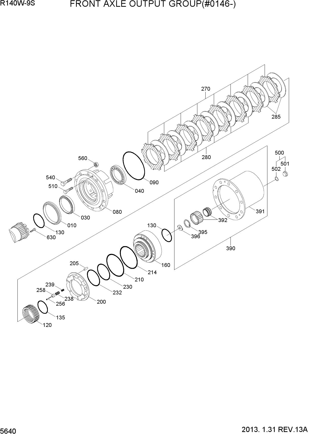 FRONT AXLE OUTPUT GROUP(#0146-)