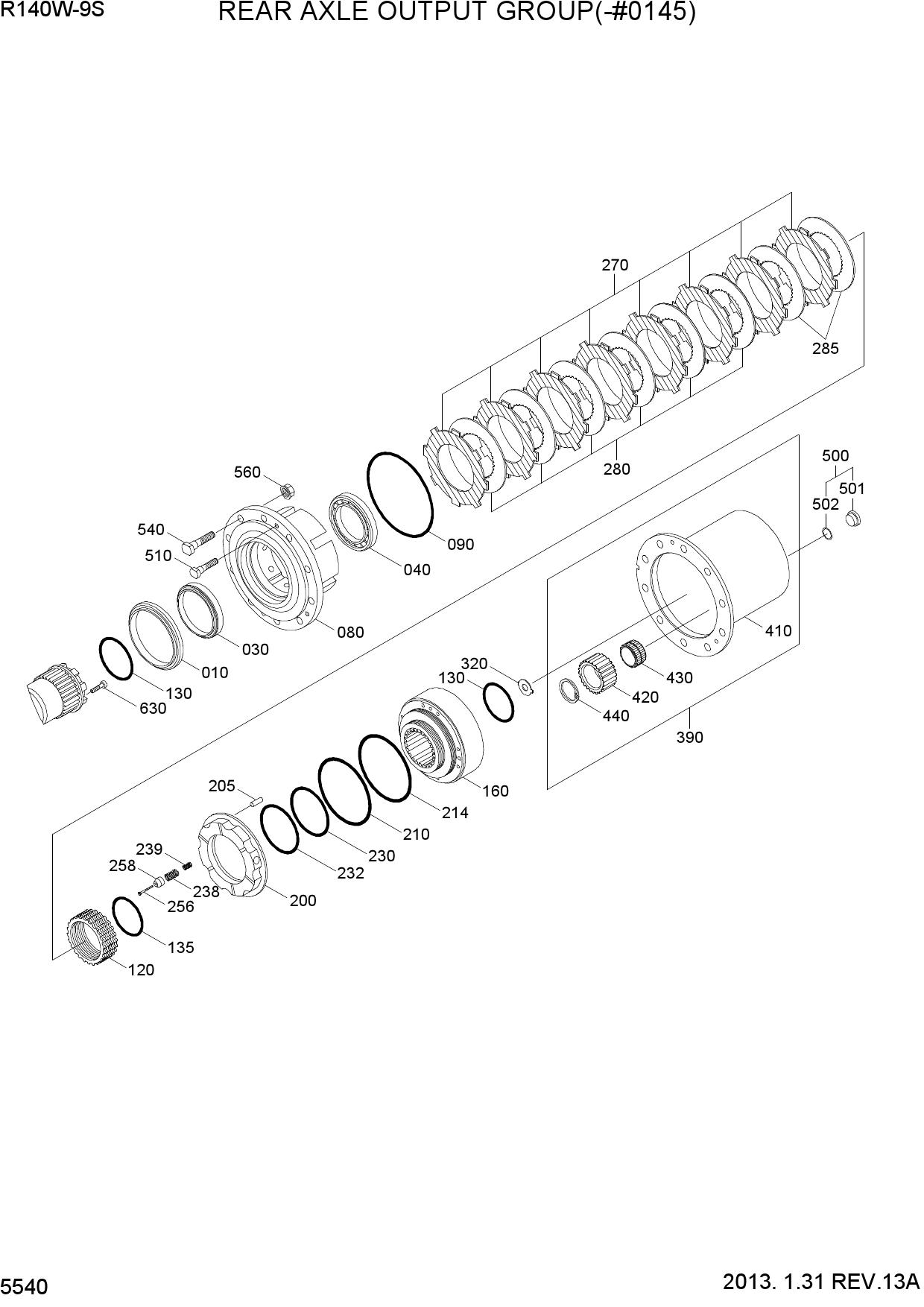 REAR AXLE OUTPUT GROUP(-#0145)