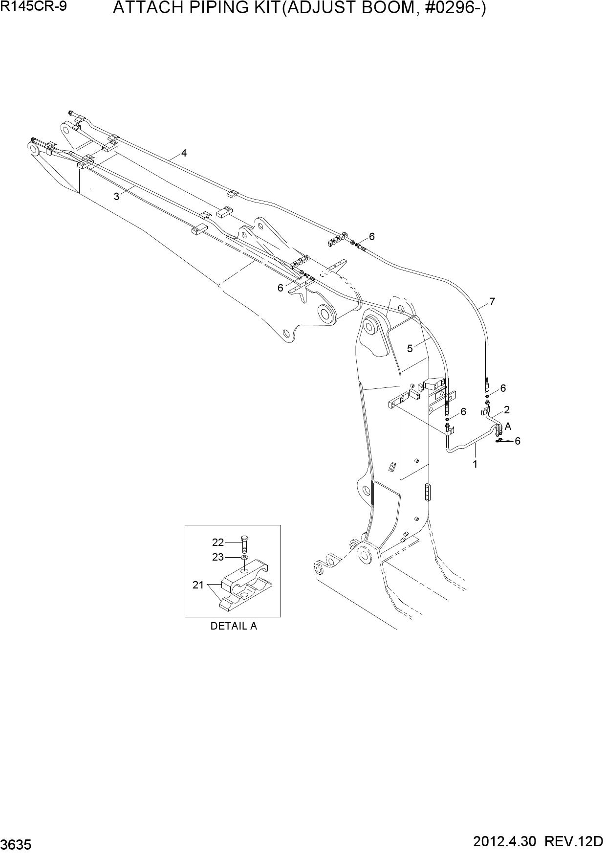 ATTACH PIPING KIT(ADJUST BOOM, #0296-)