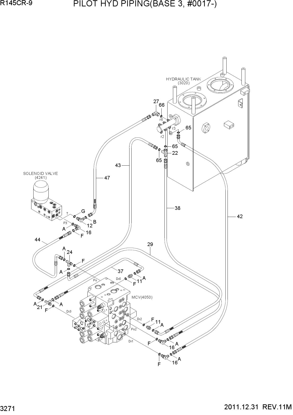 PILOT HYD PIPING(BASE 3, #0017-)
