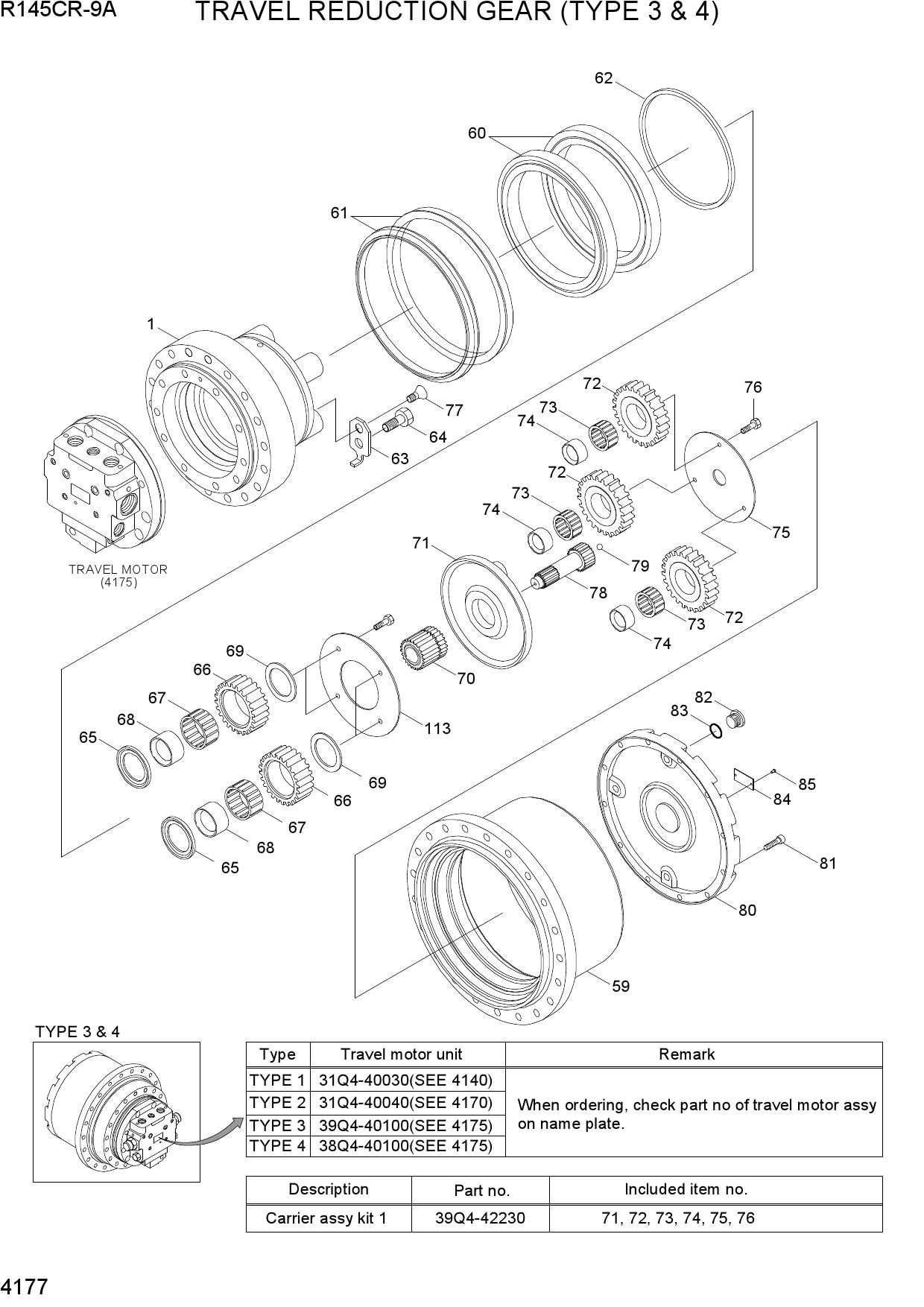 TRAVEL REDUCTION GEAR (TYPE 3 & 4)