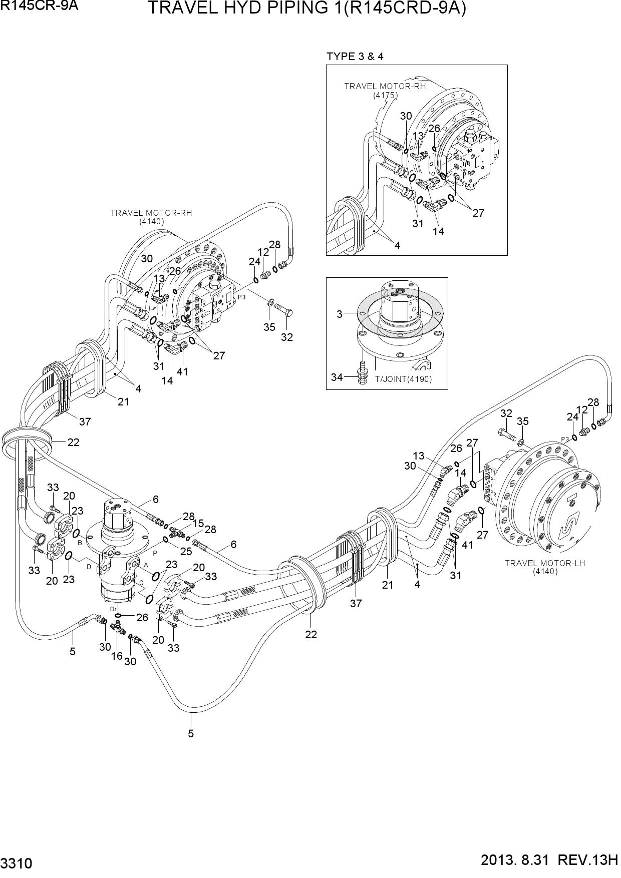 TRAVEL HYD PIPING 1(R145CRD-9A)