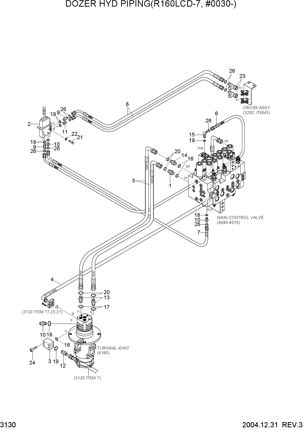 DOZER HYD PIPING(R160LCD-7, #0030-)