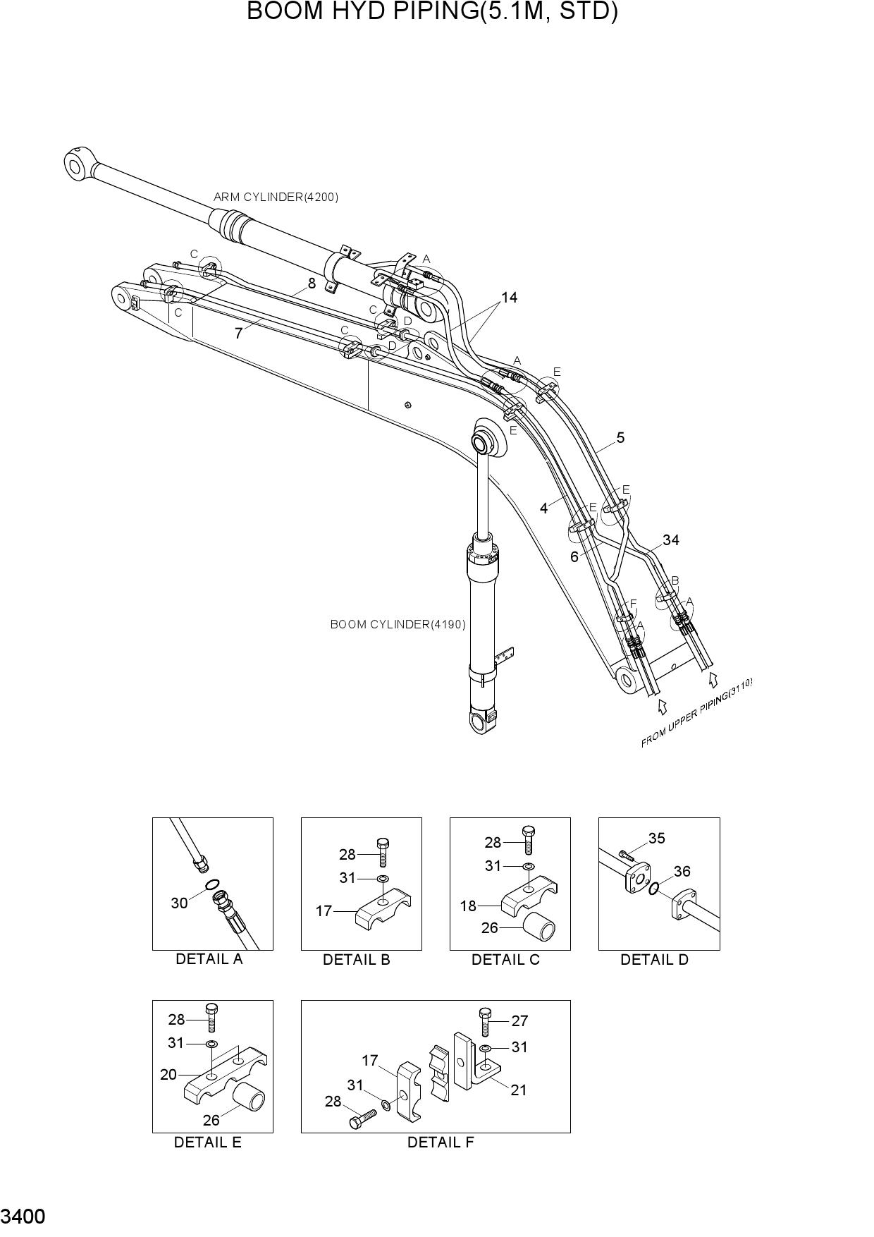 BOOM HYD PIPING(5.1M, STD)