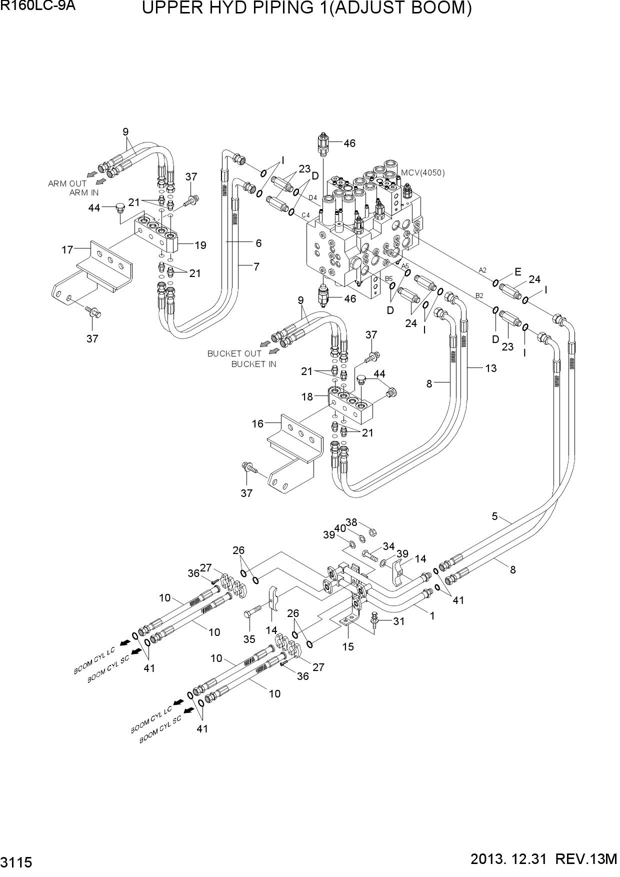 UPPER HYD PIPING 1(ADJUST BOOM)