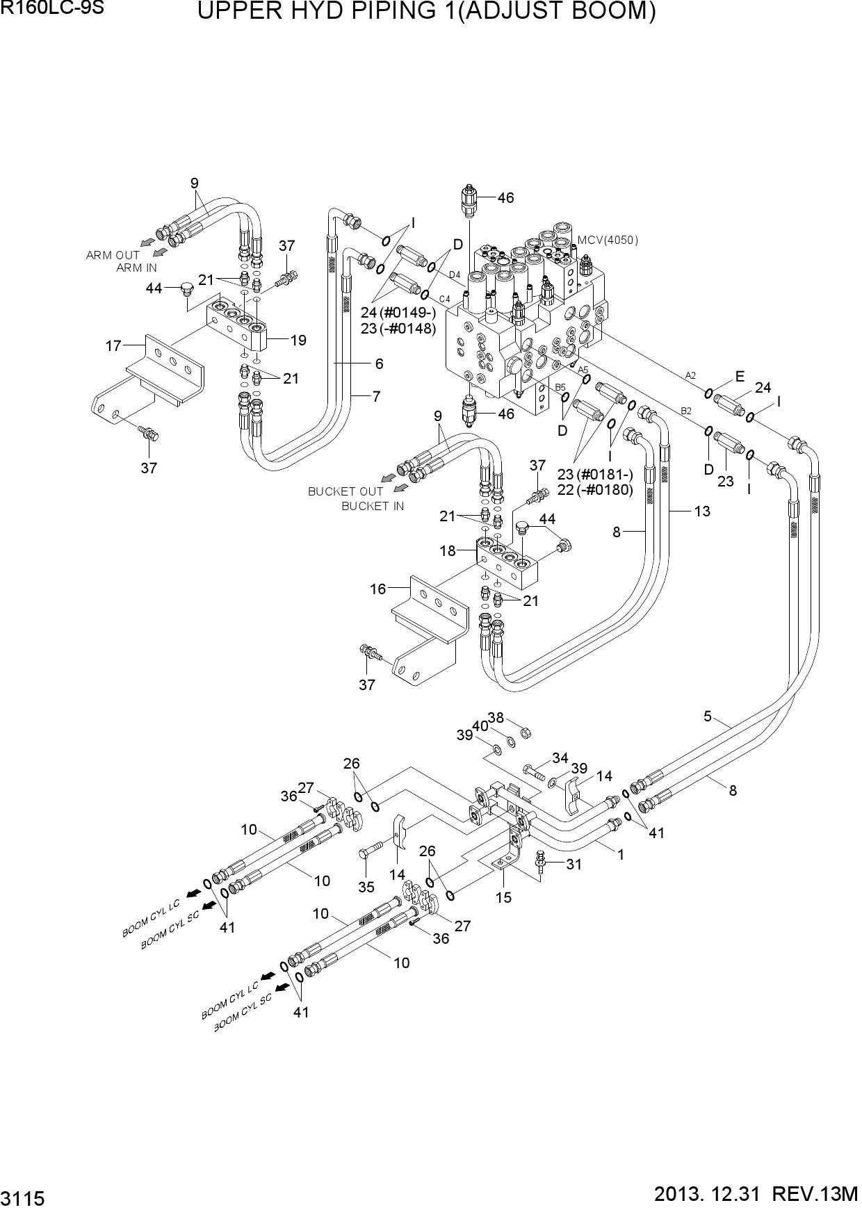UPPER HYD PIPING 1(ADJUST BOOM)