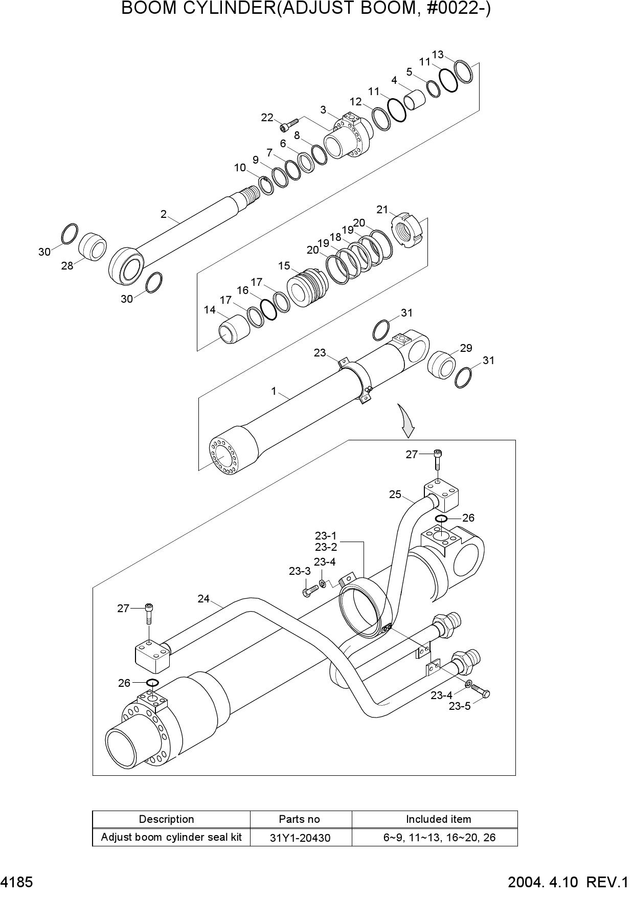 BOOM CYLINDER(ADJUST BOOM, #0022-)