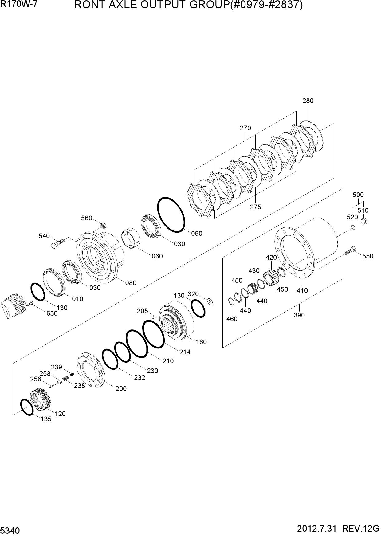FRONT AXLE OUTPUT GROUP(#0979-#2837)