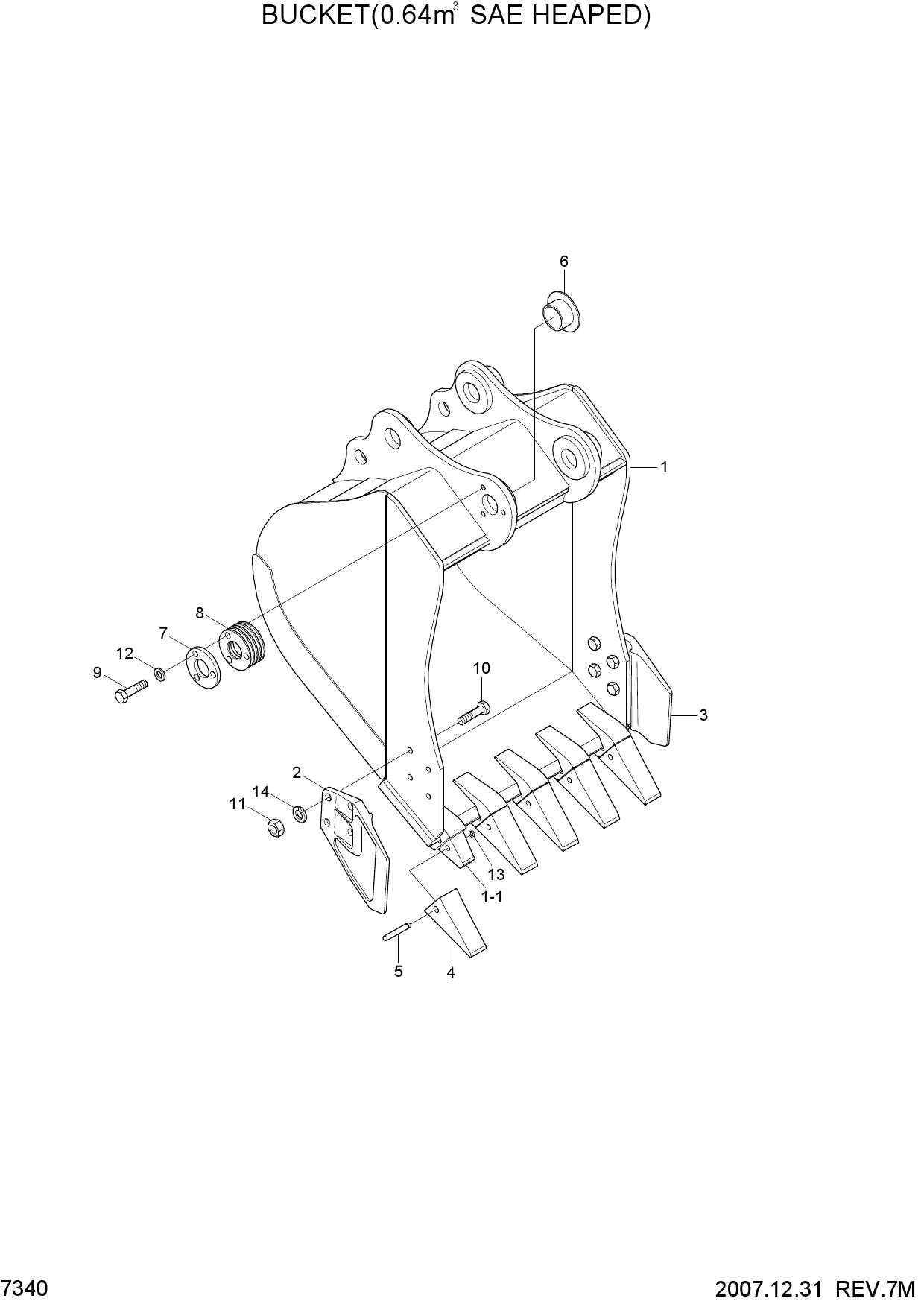 BUCKET(0.64M3 SAE HEAPED)