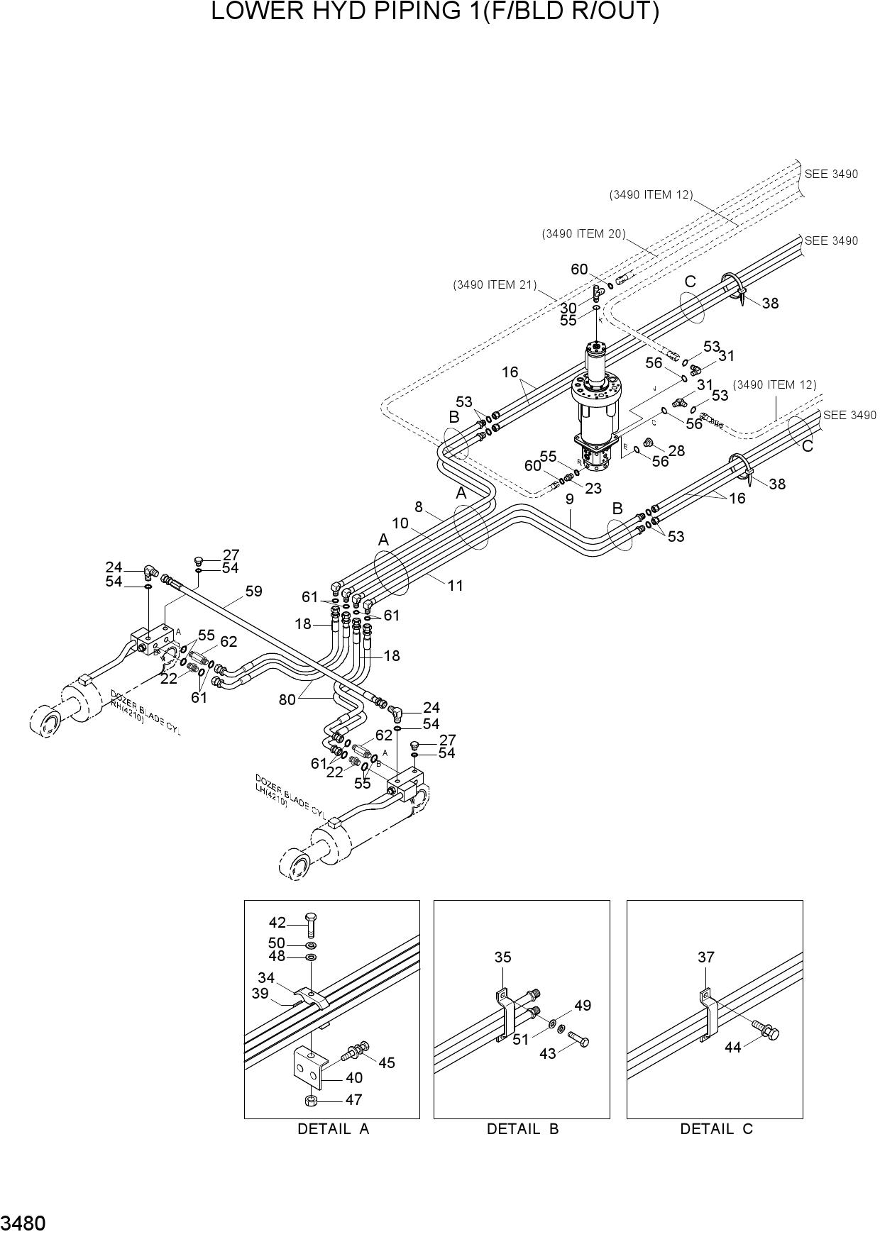 LOWER HYD PIPING 1(F/BLD R/OUT)