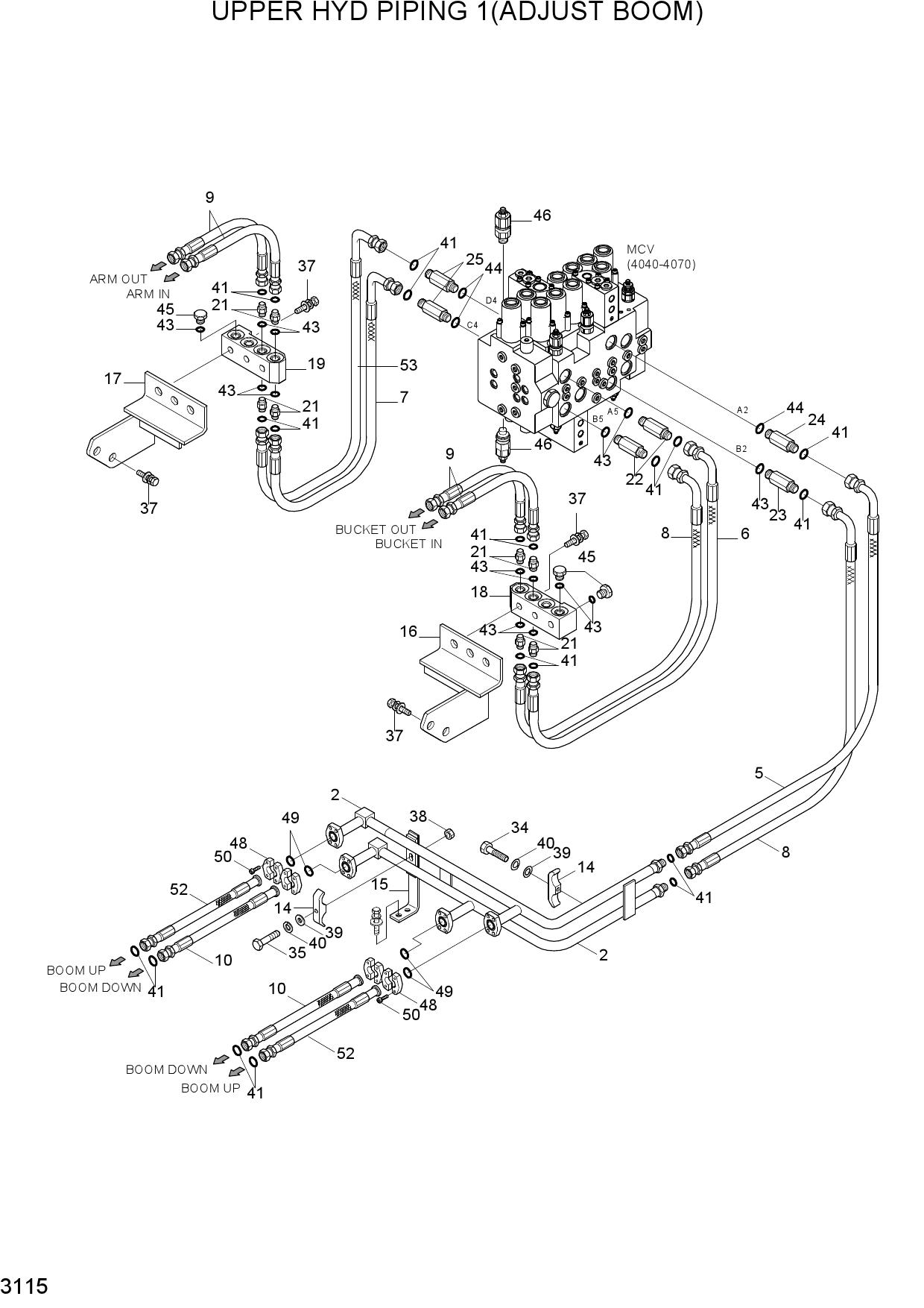 UPPER HYD PIPING 1(ADJUST BOOM)