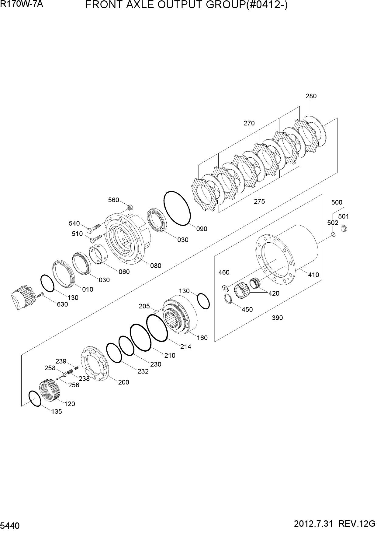 FRONT AXLE OUTPUT GROUP(#0412-)