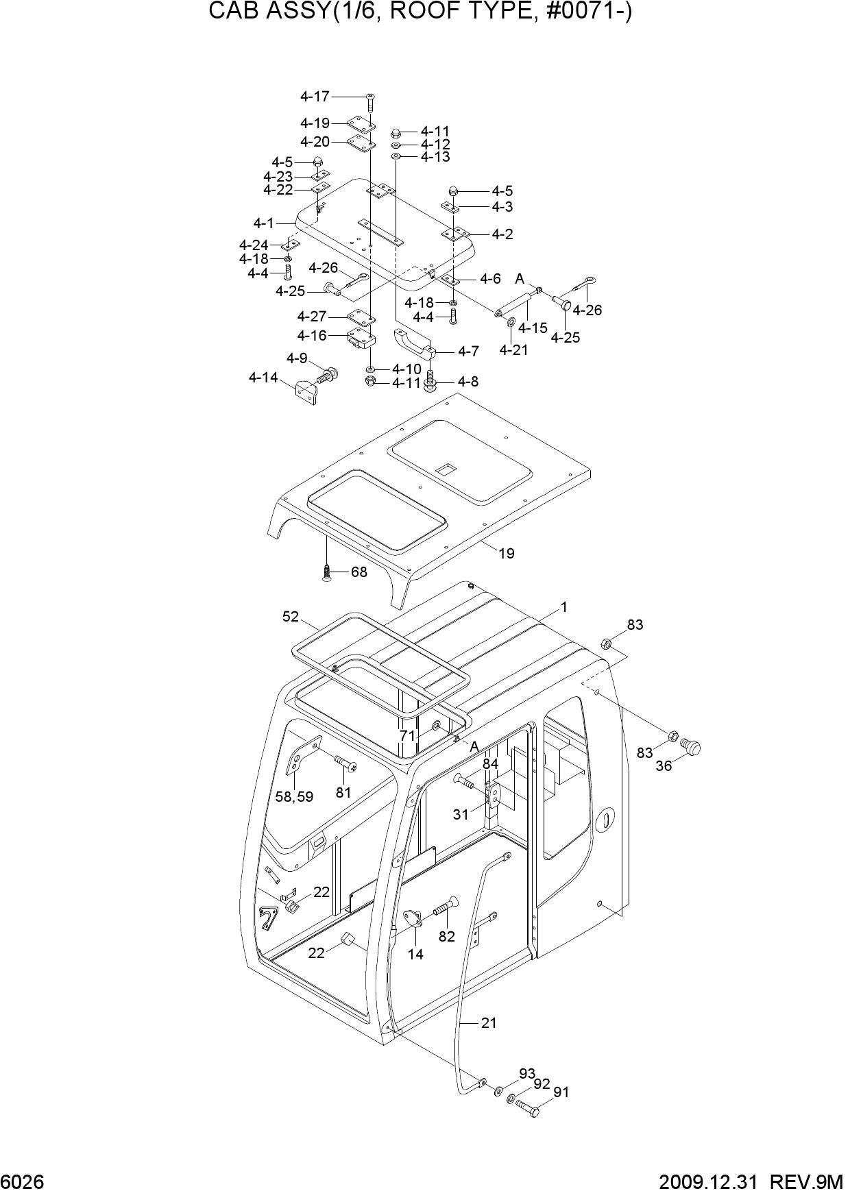CAB ASSY(1/6, ROOF TYPE, #0136-)