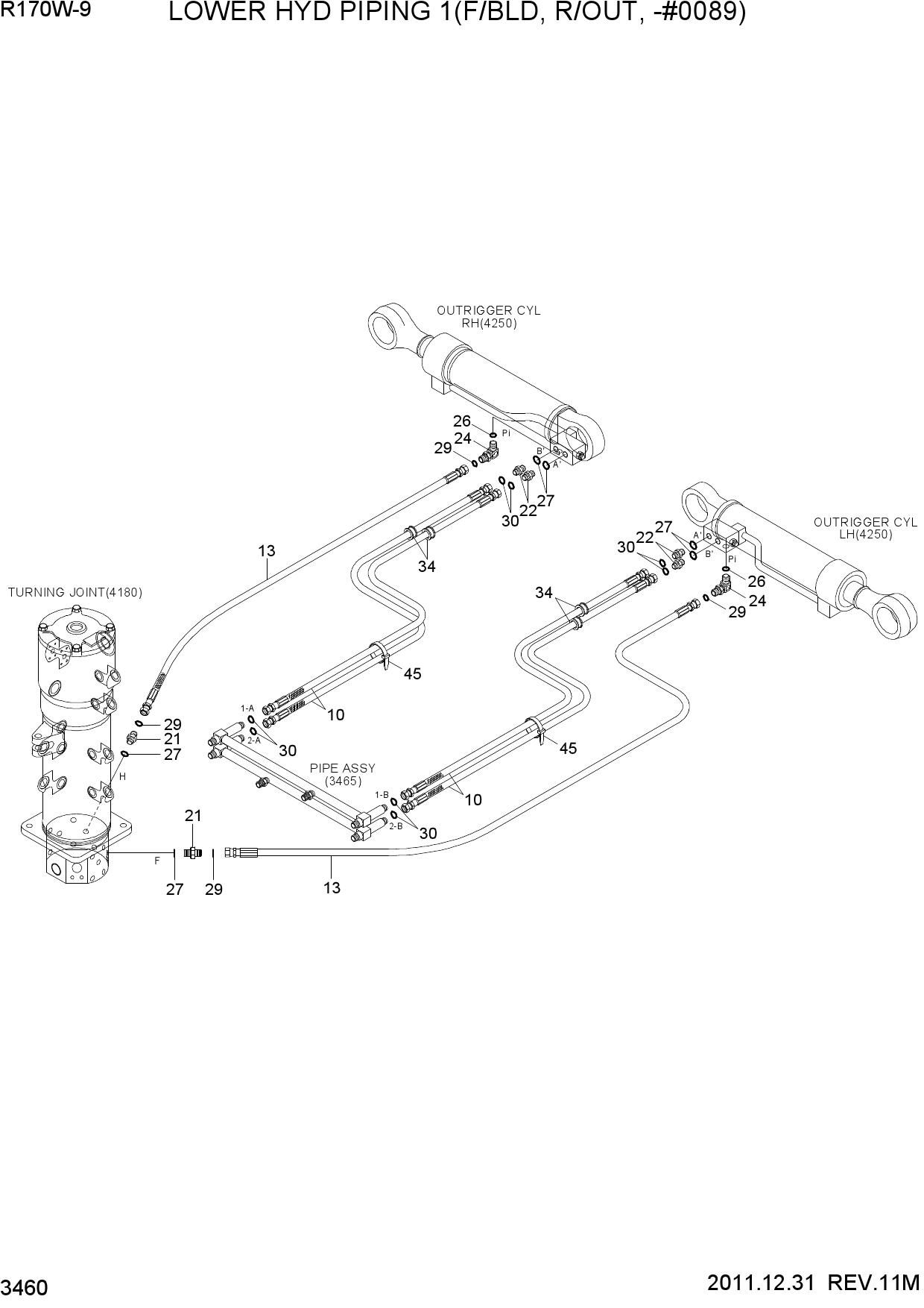 LOWER HYD PIPING 1(F/BLD, R/OUT, -#0089)