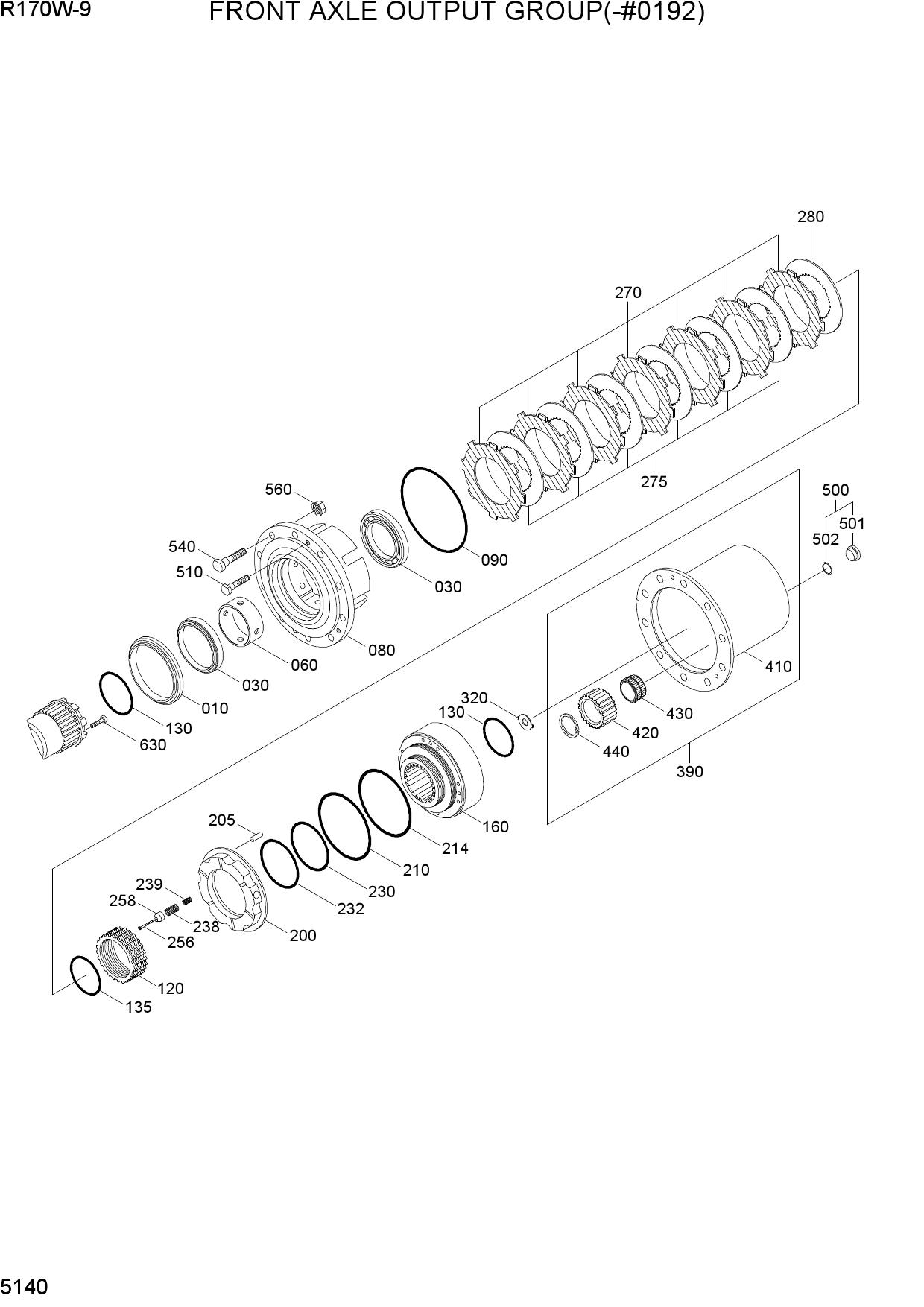 FRONT AXLE OUTPUT GROUP(-#0192)