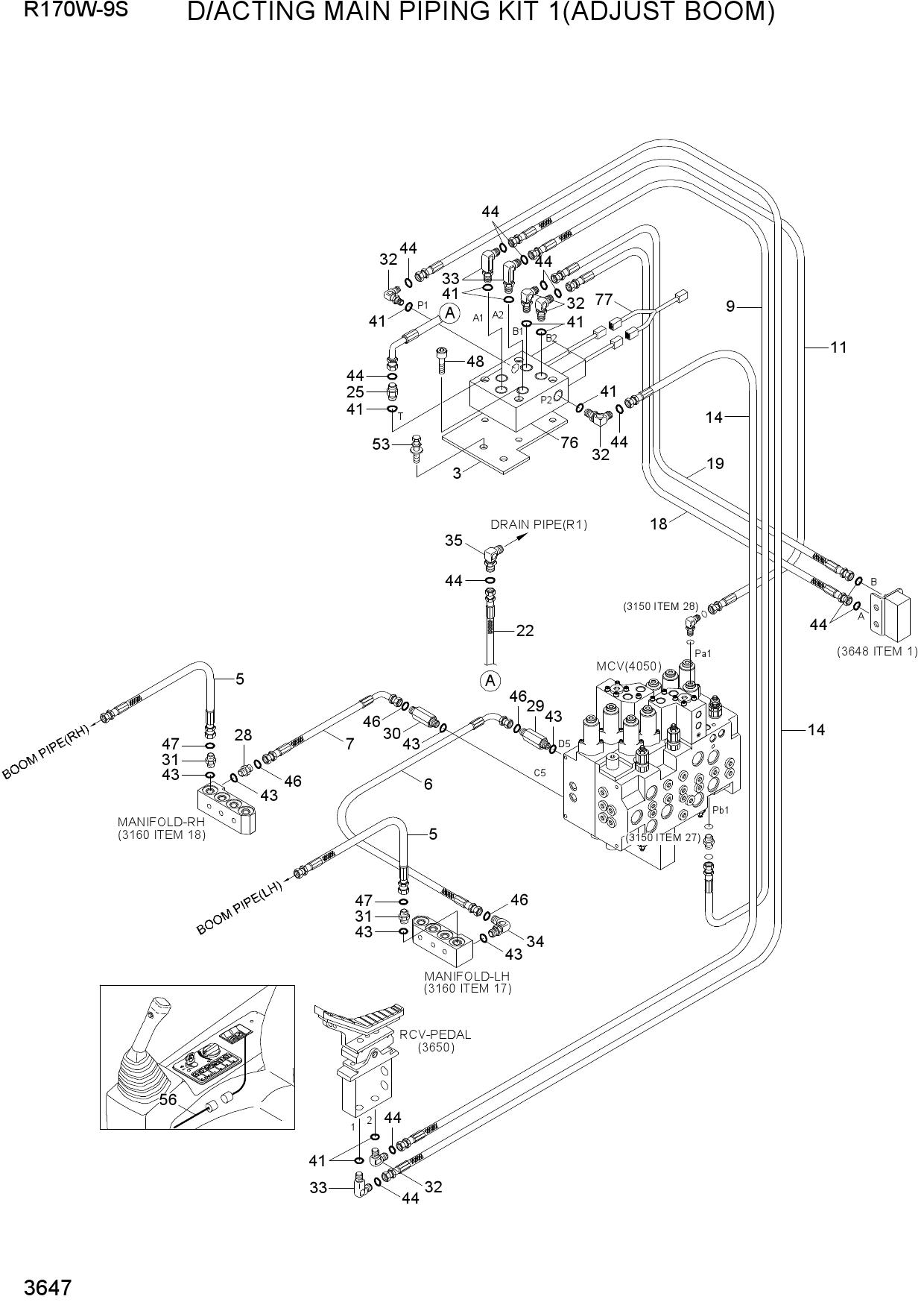 D/ACTING MAIN PIPING KIT 1(ADJUST BOOM)