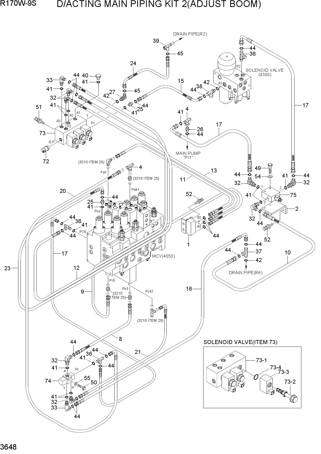 D/ACTING MAIN PIPING KIT 2(ADJUST BOOM)