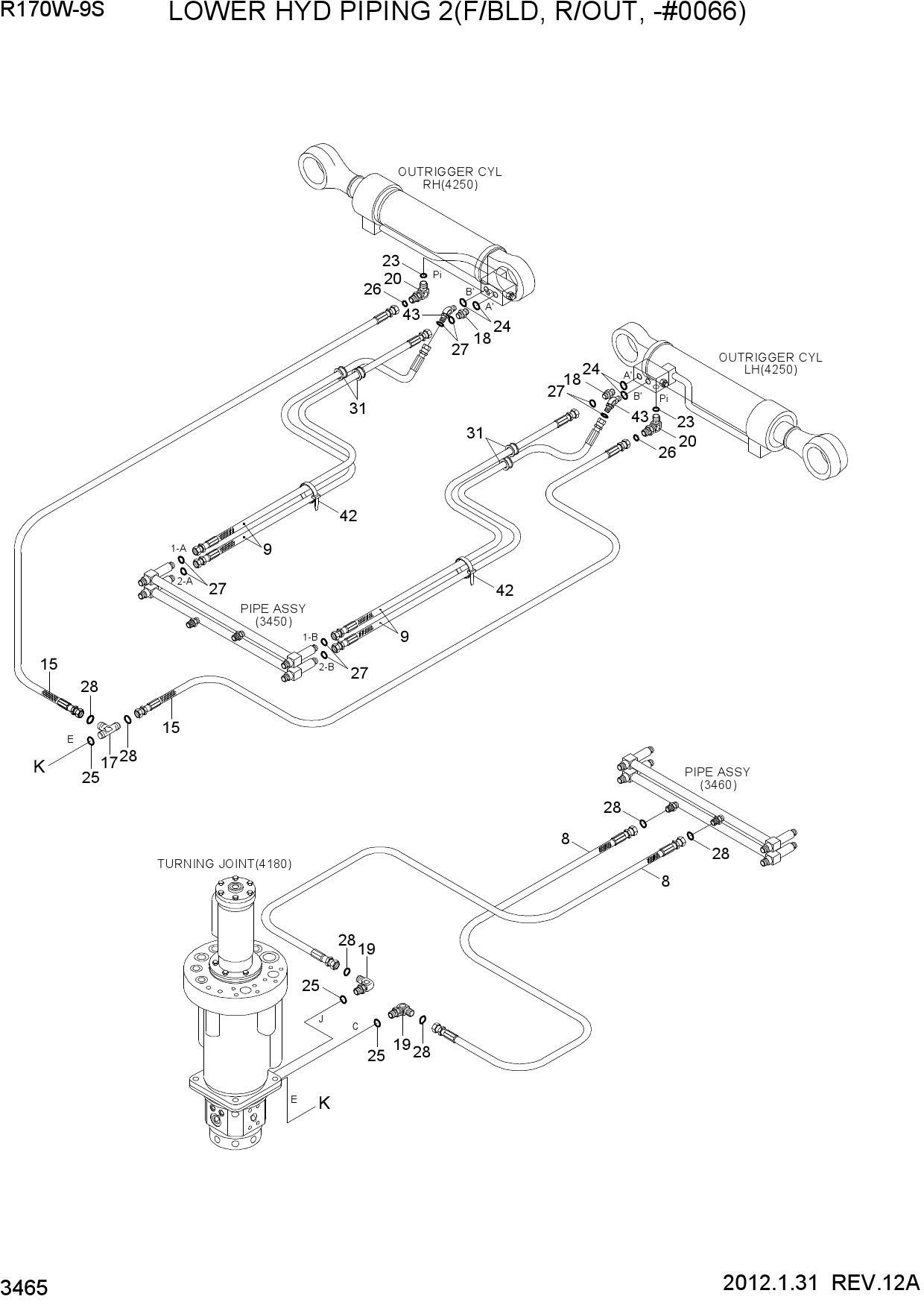 LOWER HYD PIPING 2(F/BLD, R/OUT, -#0066)
