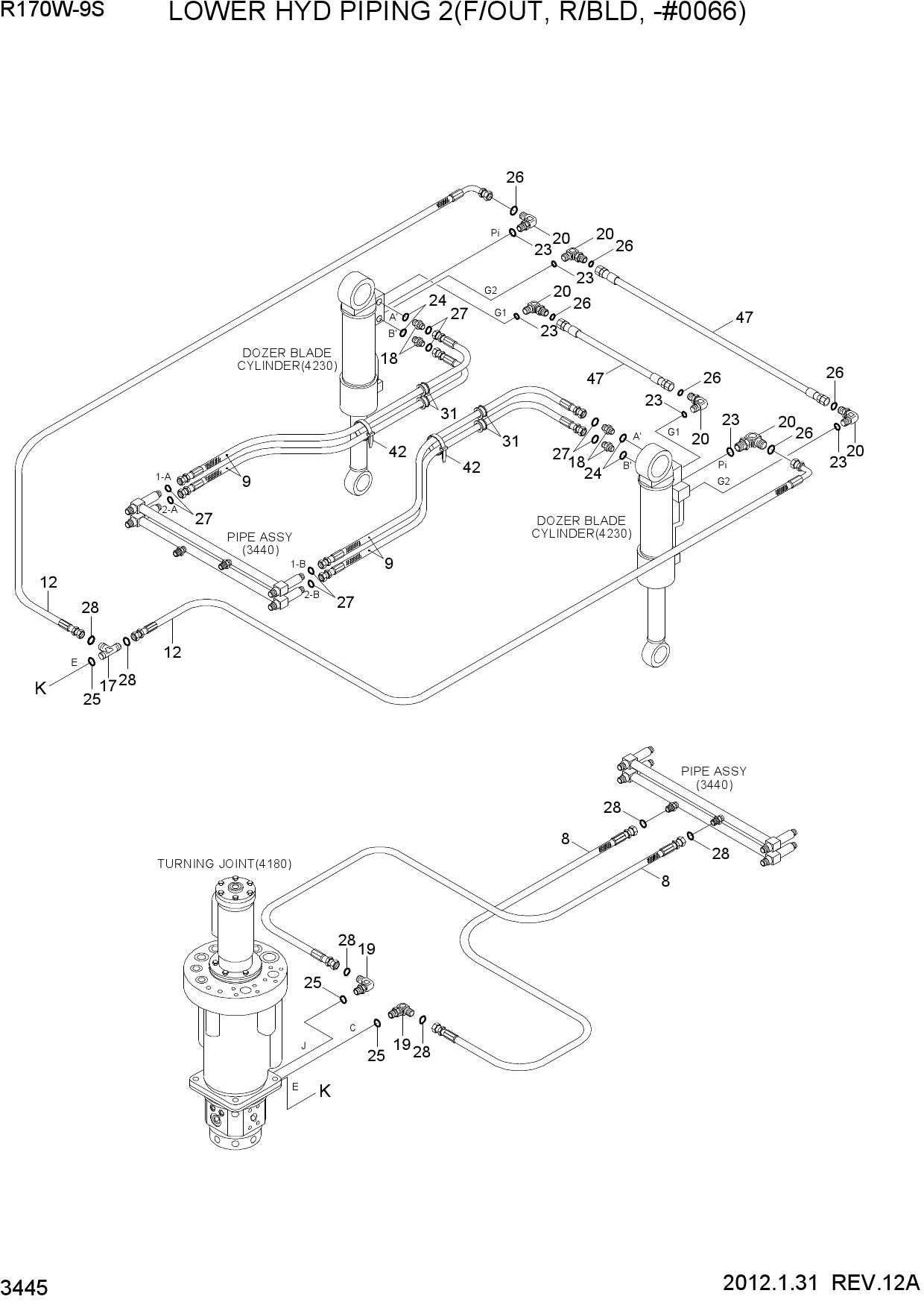 LOWER HYD PIPING 2(F/OUT, R/BLD, -#0066)