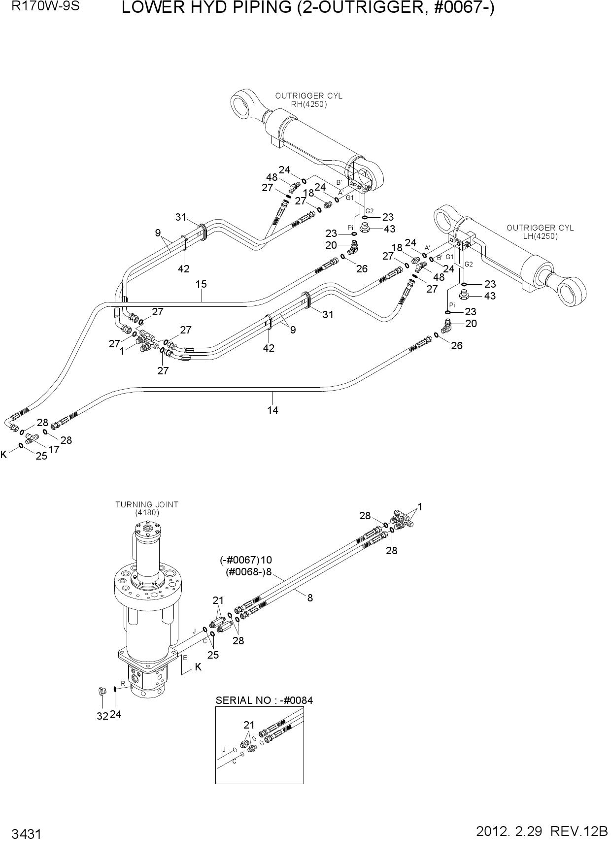 LOWER HYD PIPING(2-OUTRIGGER, #0067-)