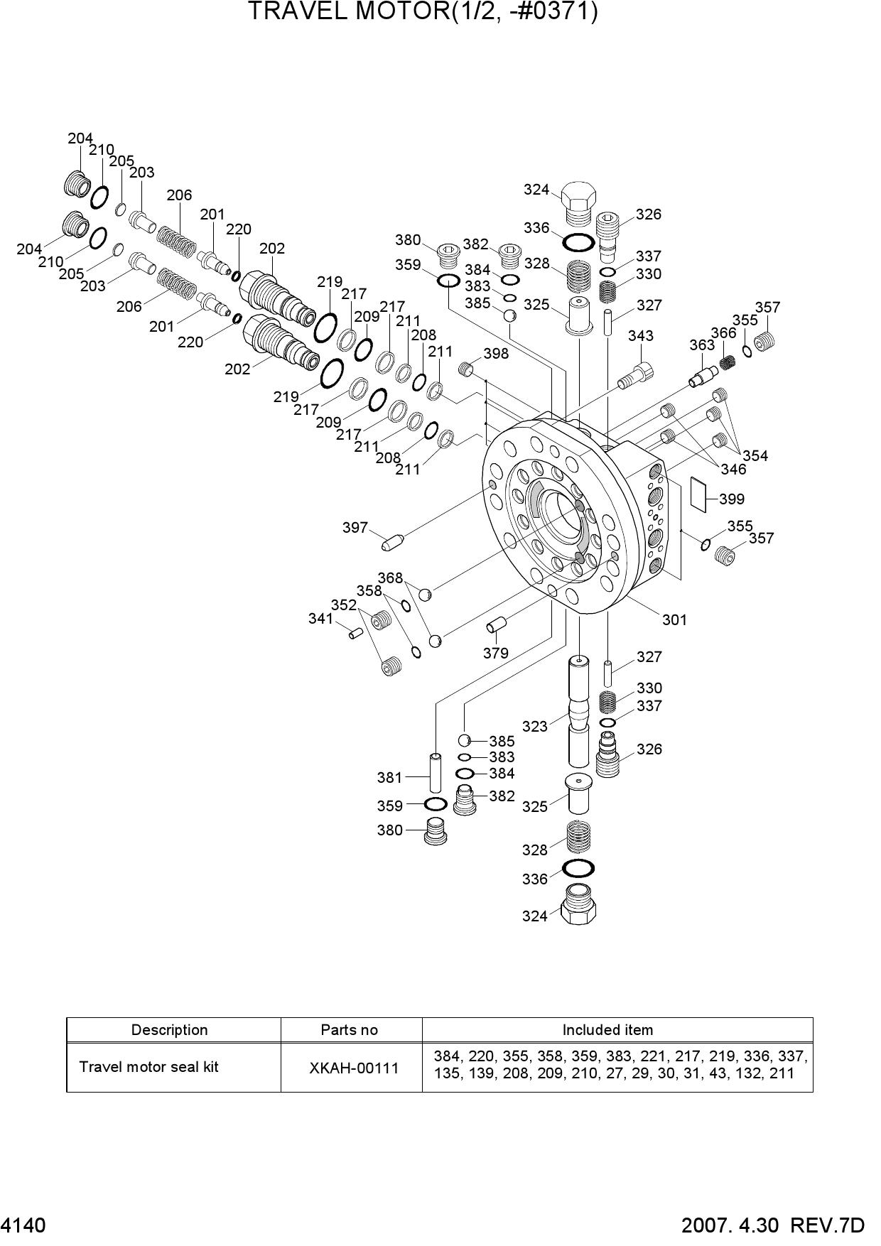TRAVEL MOTOR(1/2, -#0371)