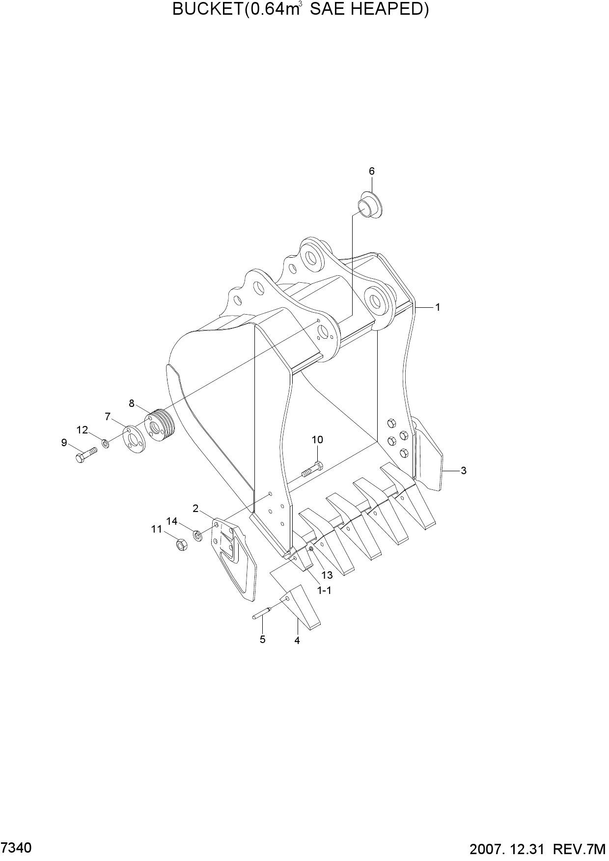 BUCKET(0.64M3 SAE HEAPED)