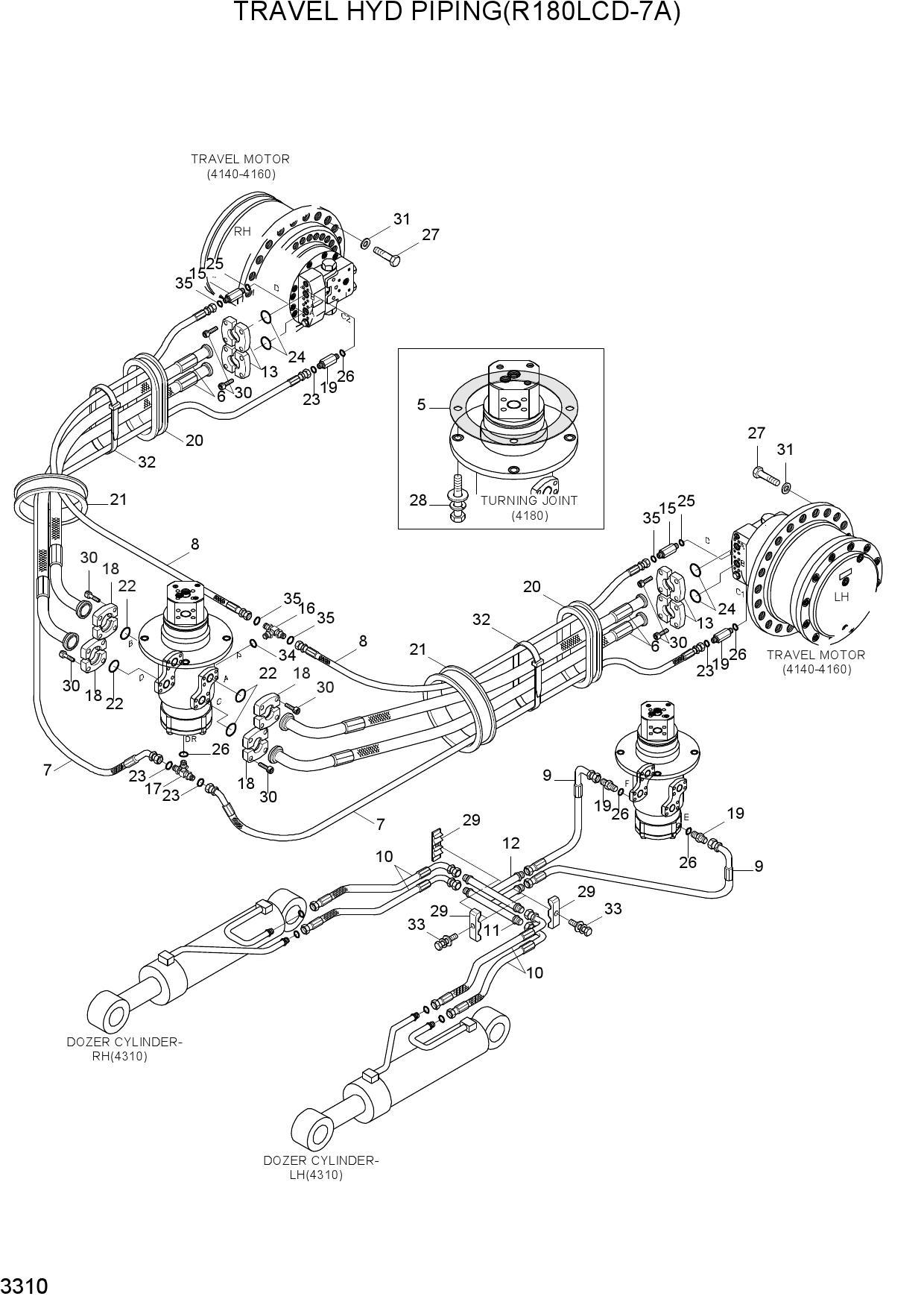 TRAVEL HYD PIPING(R180LCD-7A)