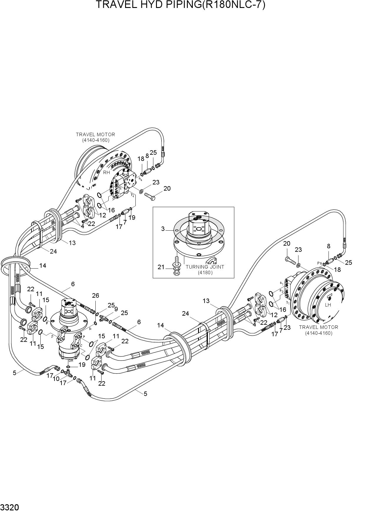 TRAVEL HYD PIPING(R180NLC-7A)