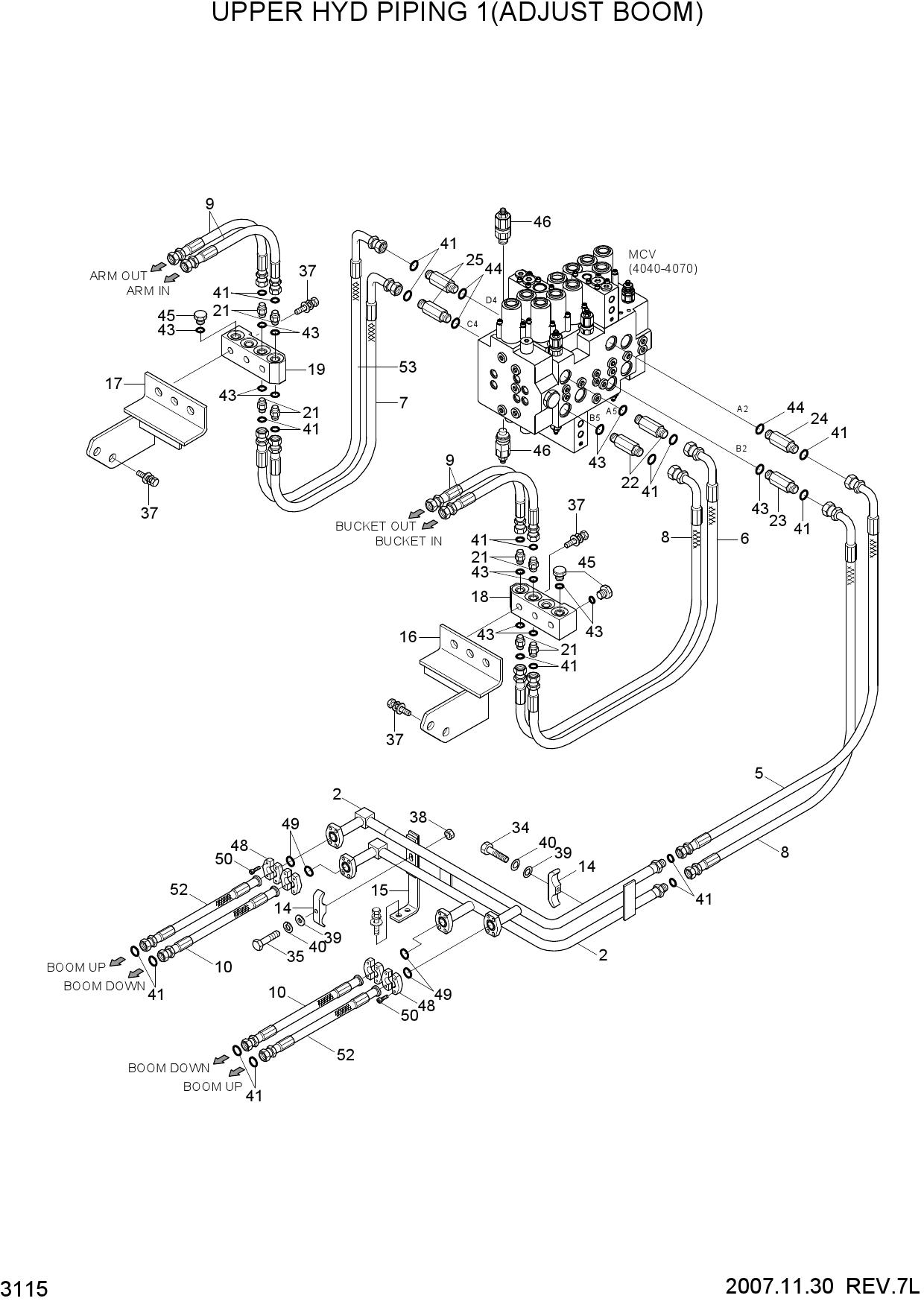 UPPER HYD PIPING 1(ADJUST BOOM)