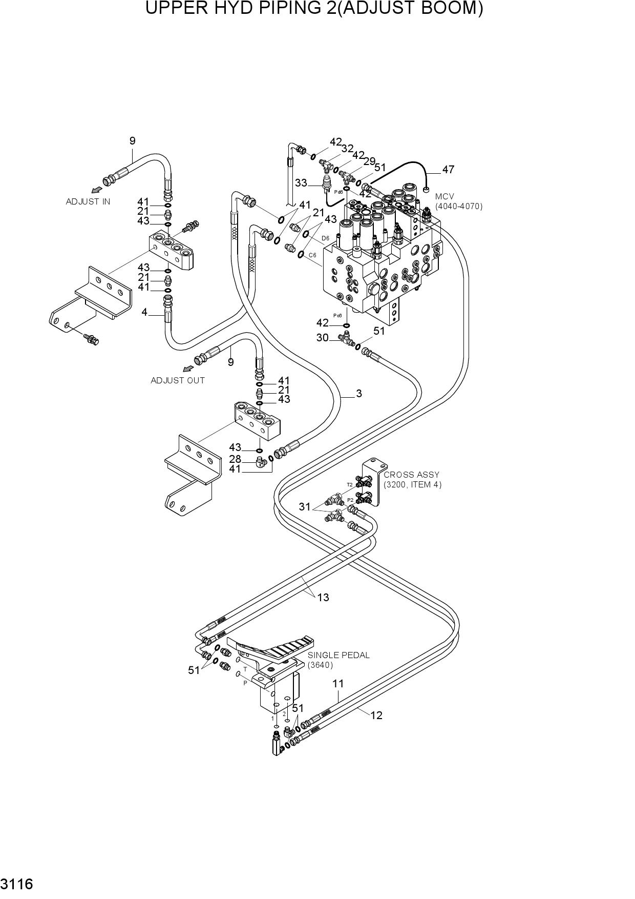 UPPER HYD PIPING 2(ADJUST BOOM)