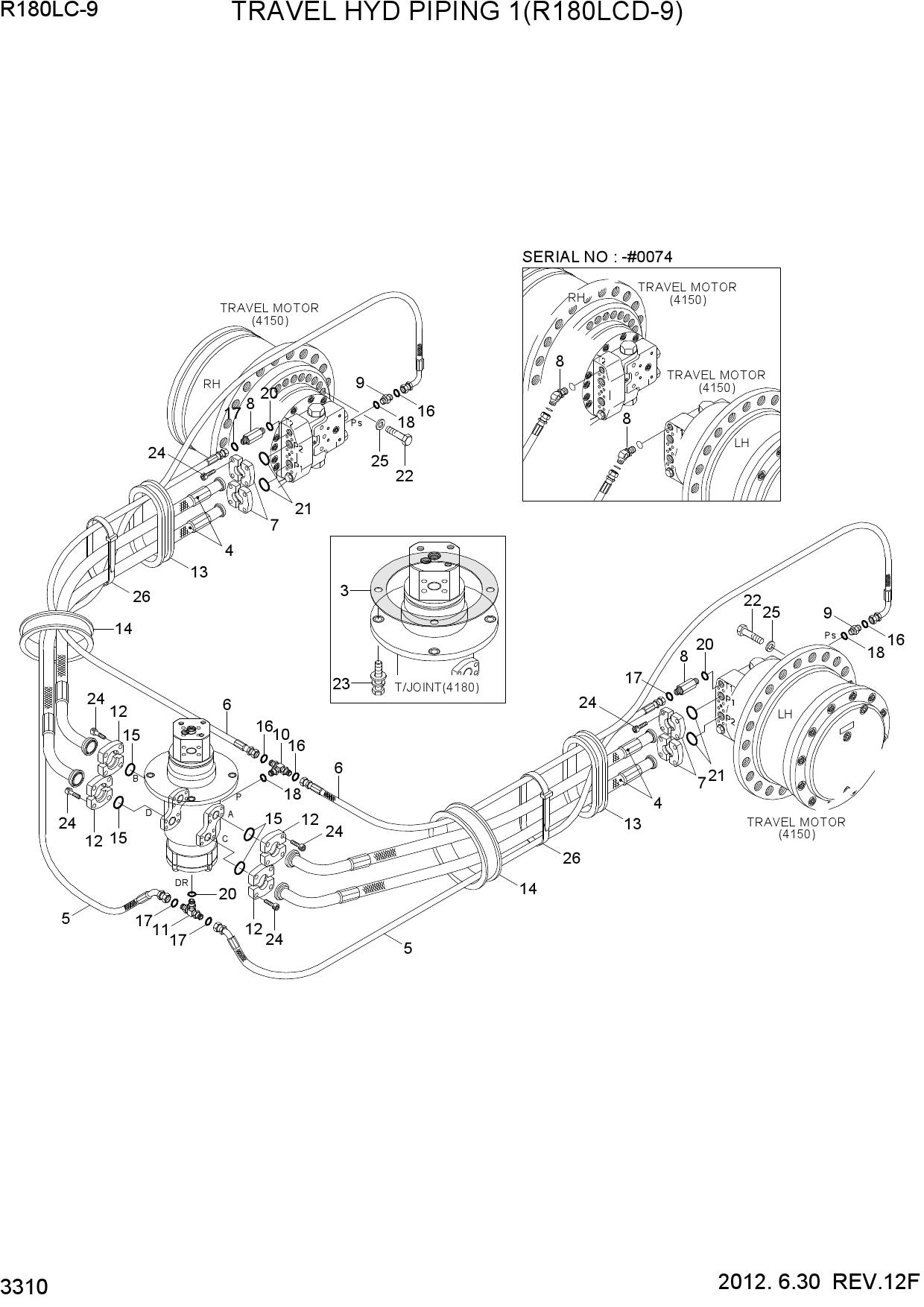 TRAVEL HYD PIPING 1(R180LCD-9)